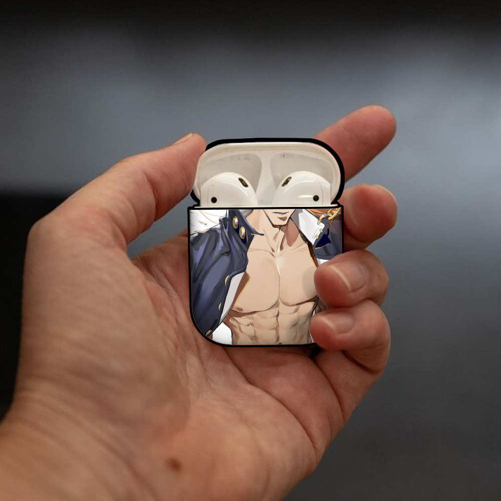 ジョジョの奇妙な冒険 JoJo's Bizarre Adventure AirPods 第2世代保護ケース ハードシェル ブラック 耐衝撃・防指紋・カラビナ付き