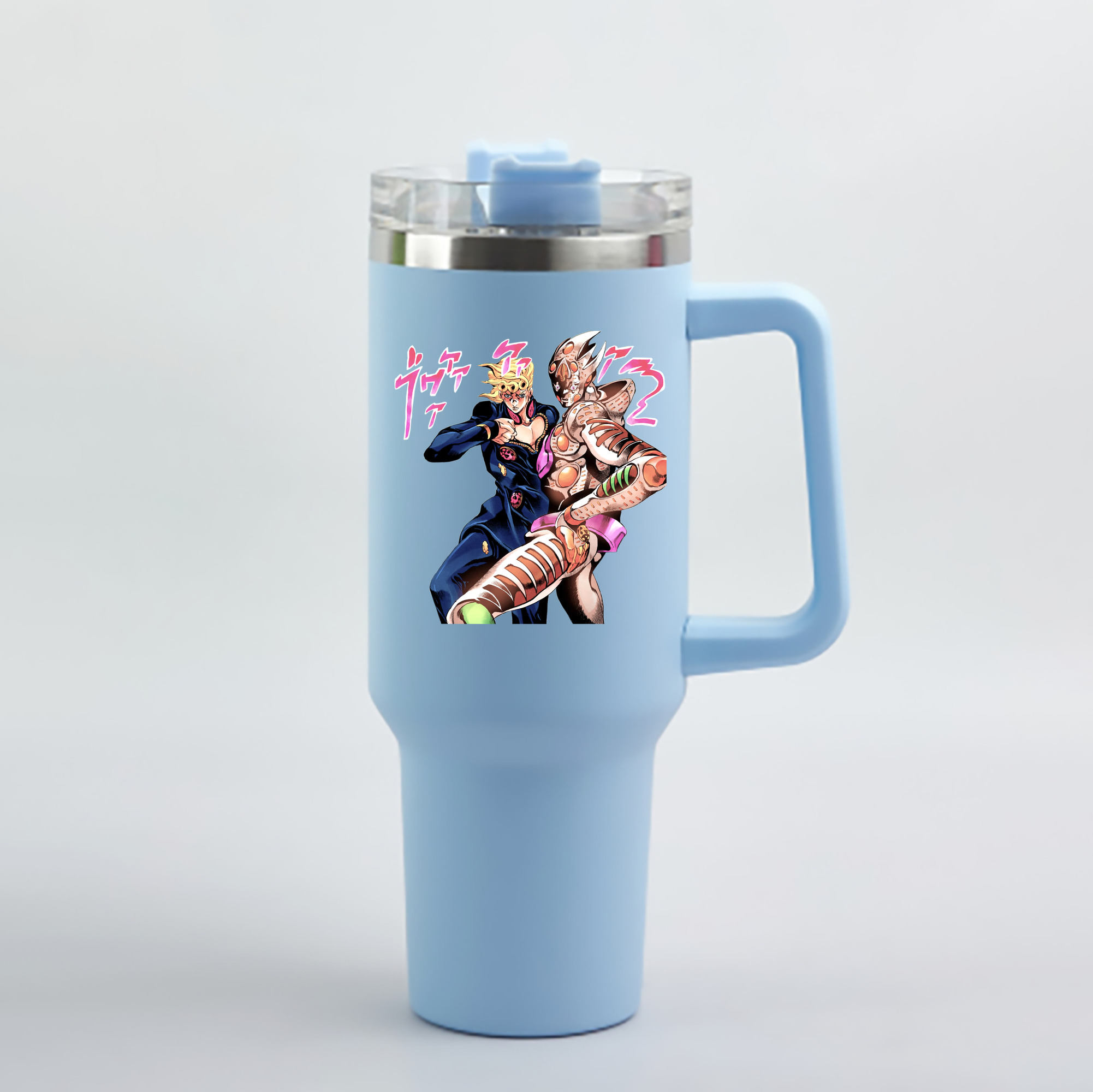 （画像用） ジョジョの奇妙な冒険 ジョルノ?ジョバァーナ JoJo's Bizarre Adventure Giorno Giovanna 1200mL車用タンブラー - クリスタルステッカー（プラスチックストロー付き）