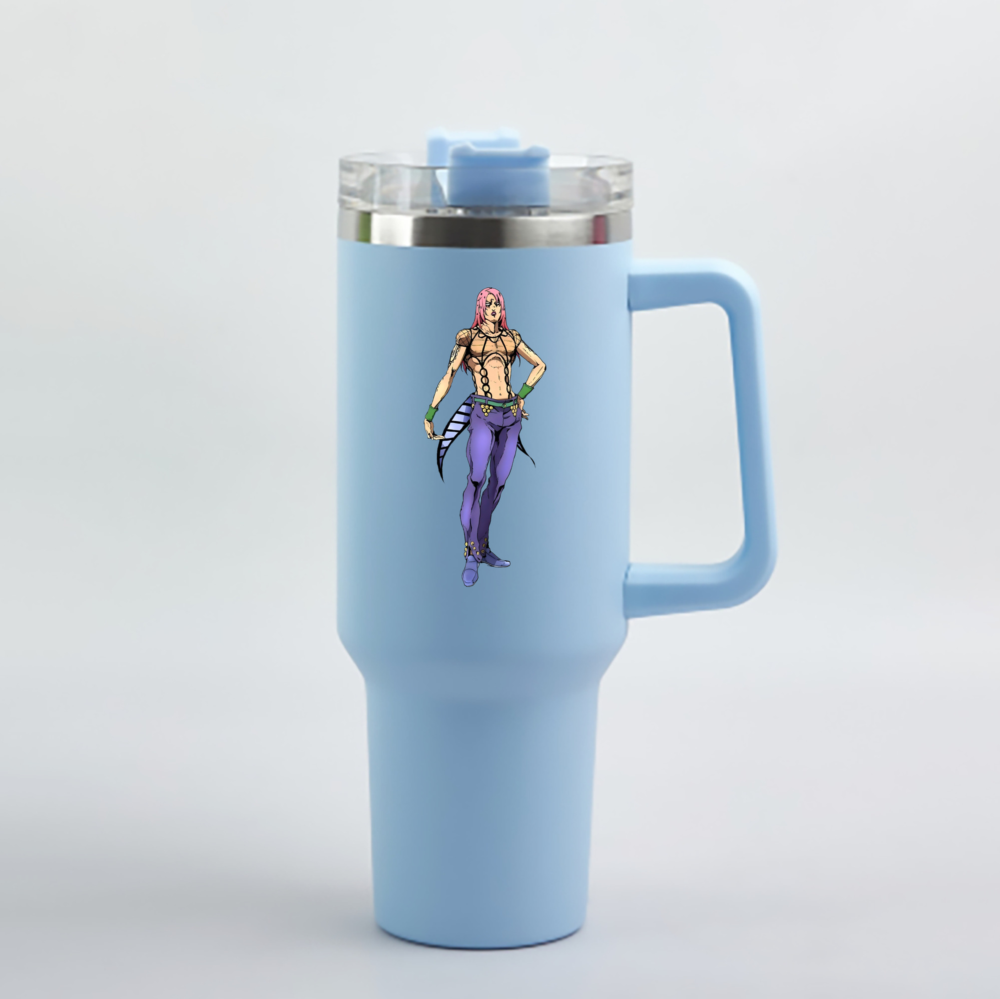 （画像用） ジョジョの奇妙な冒険 ビネガー?ドッピオ JoJo's Bizarre Adventure Vinegar Doppio 1200mL車用タンブラー - クリスタルステッカー（プラスチックストロー付き）