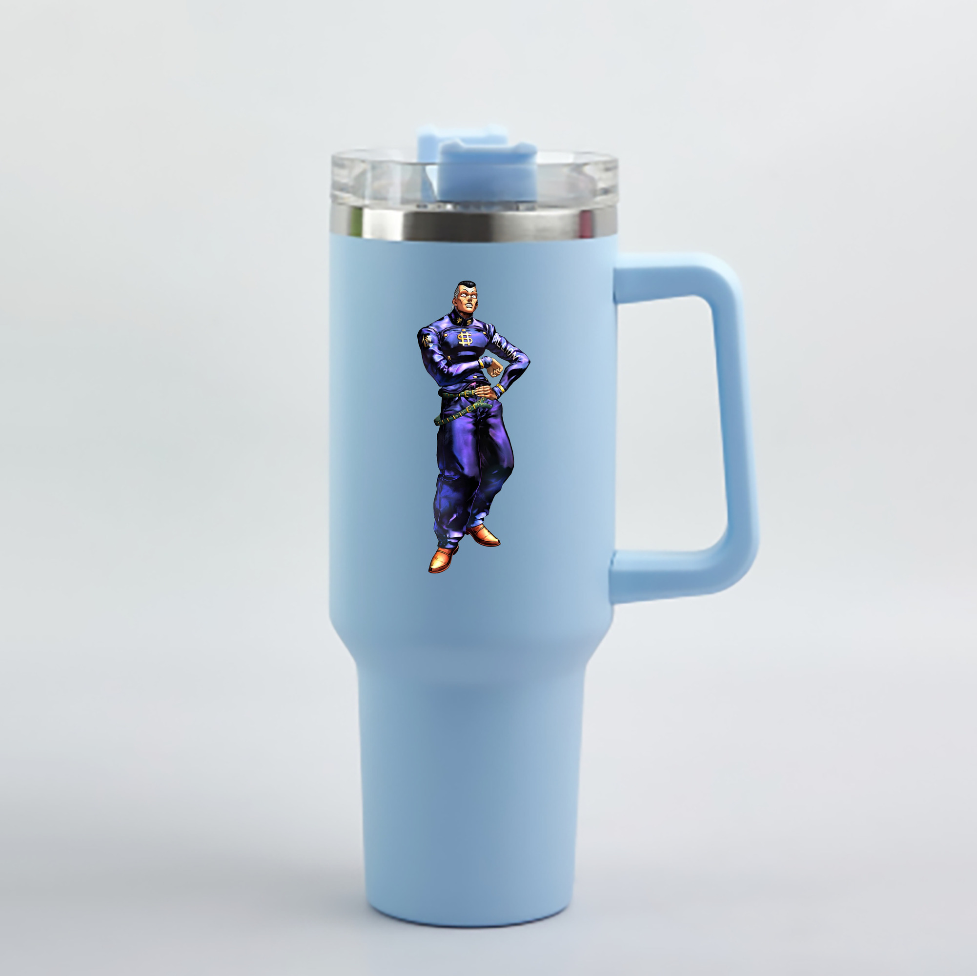 （画像用） ジョジョの奇妙な冒険 虹村億泰 にじむら おくやす JoJo's Bizarre Adventure Nijimura Okuyasu 1200mL車用タンブラー - クリスタルステッカー（プラスチックストロー付き）