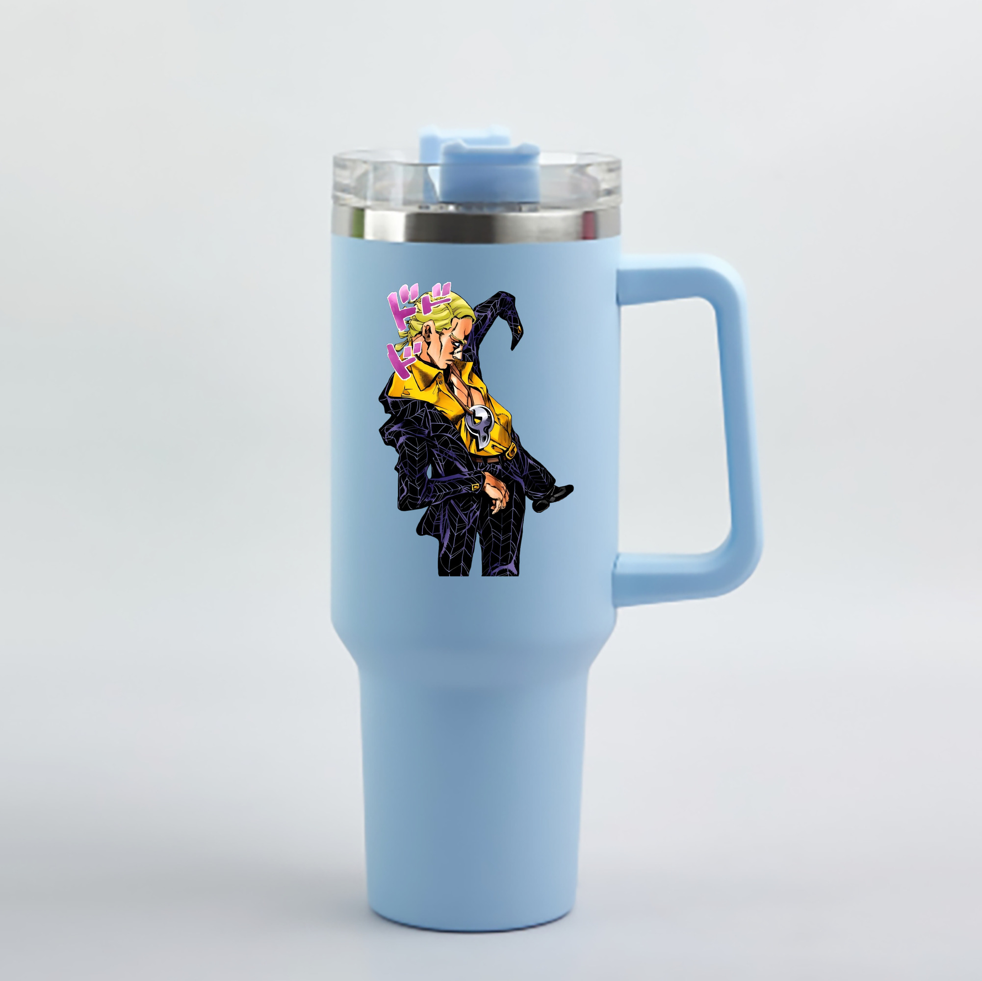 （画像用） ジョジョの奇妙な冒険 プロシュート JoJo's Bizarre Adventure Prosciutto 1200mL車用タンブラー - クリスタルステッカー（プラスチックストロー付き）
