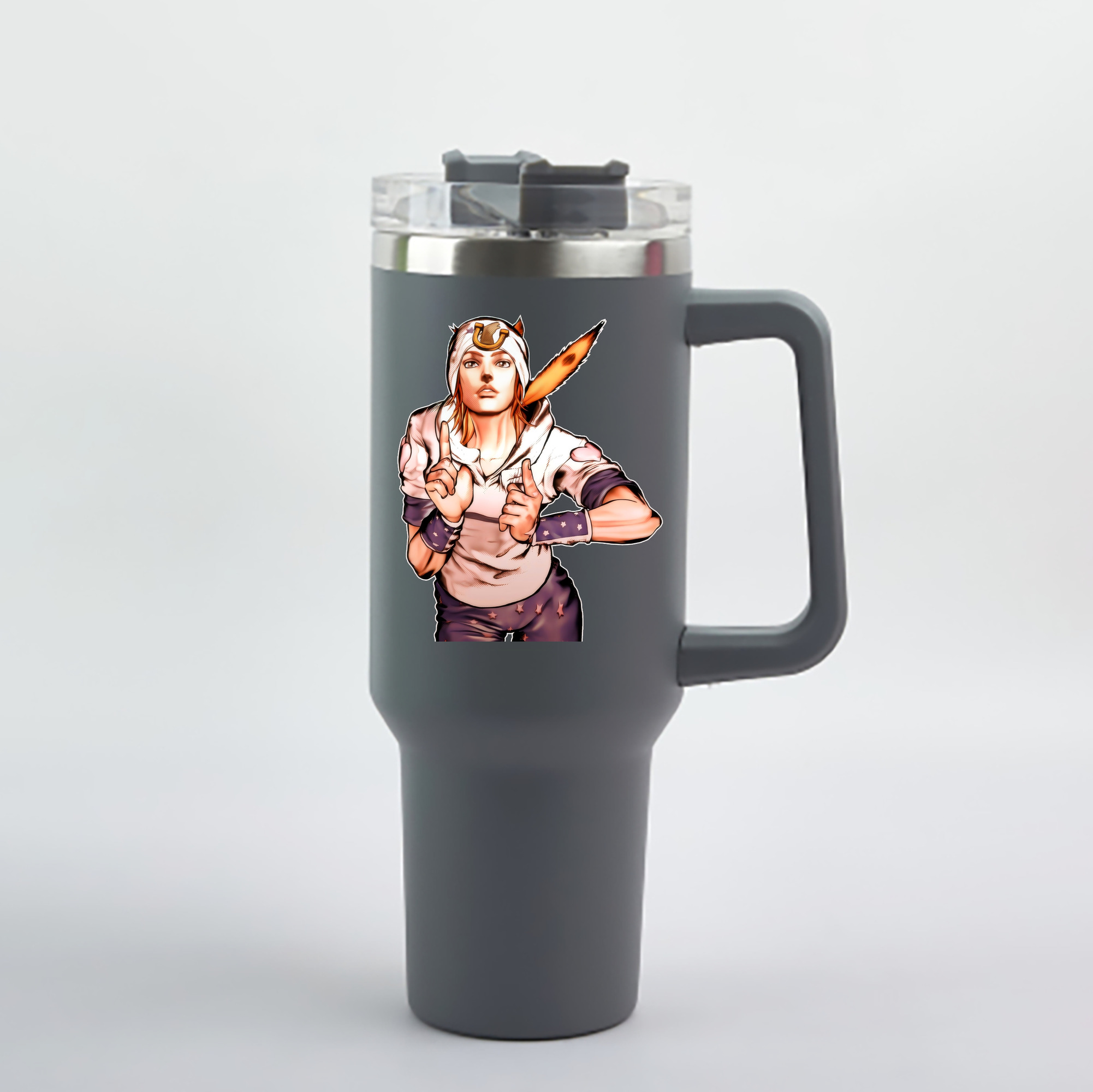 （画像用） ジョジョの奇妙な冒険 ジョナサン?ジョースター JoJo's Bizarre Adventure Jonathan Joestar 1200mL車用タンブラー - クリスタルステッカー（プラスチックストロー付き）