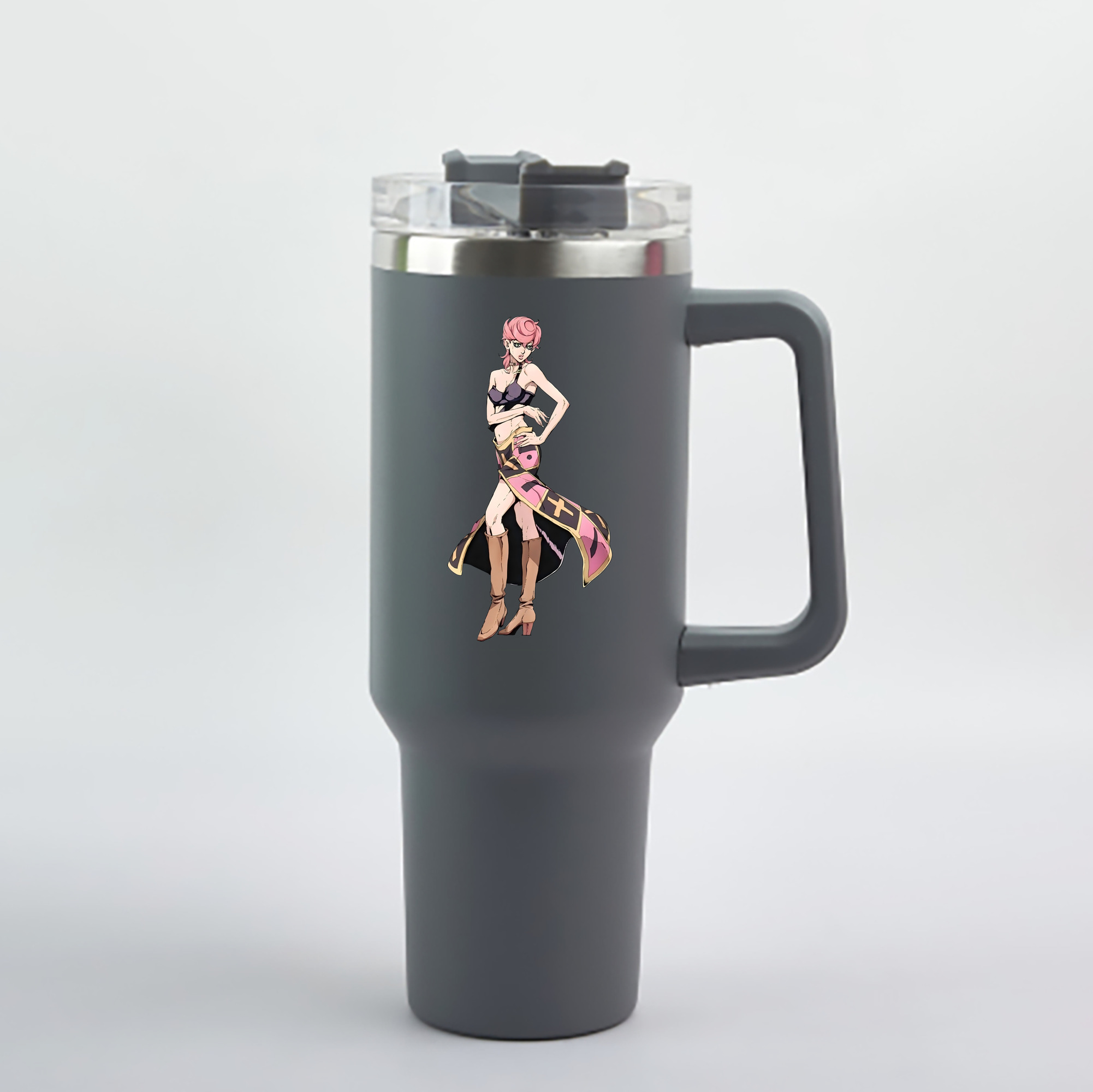 （画像用） ジョジョの奇妙な冒険 トリッシュ?ウナ JoJo's Bizarre Adventure Trish Una 1200mL車用タンブラー - クリスタルステッカー（プラスチックストロー付き）