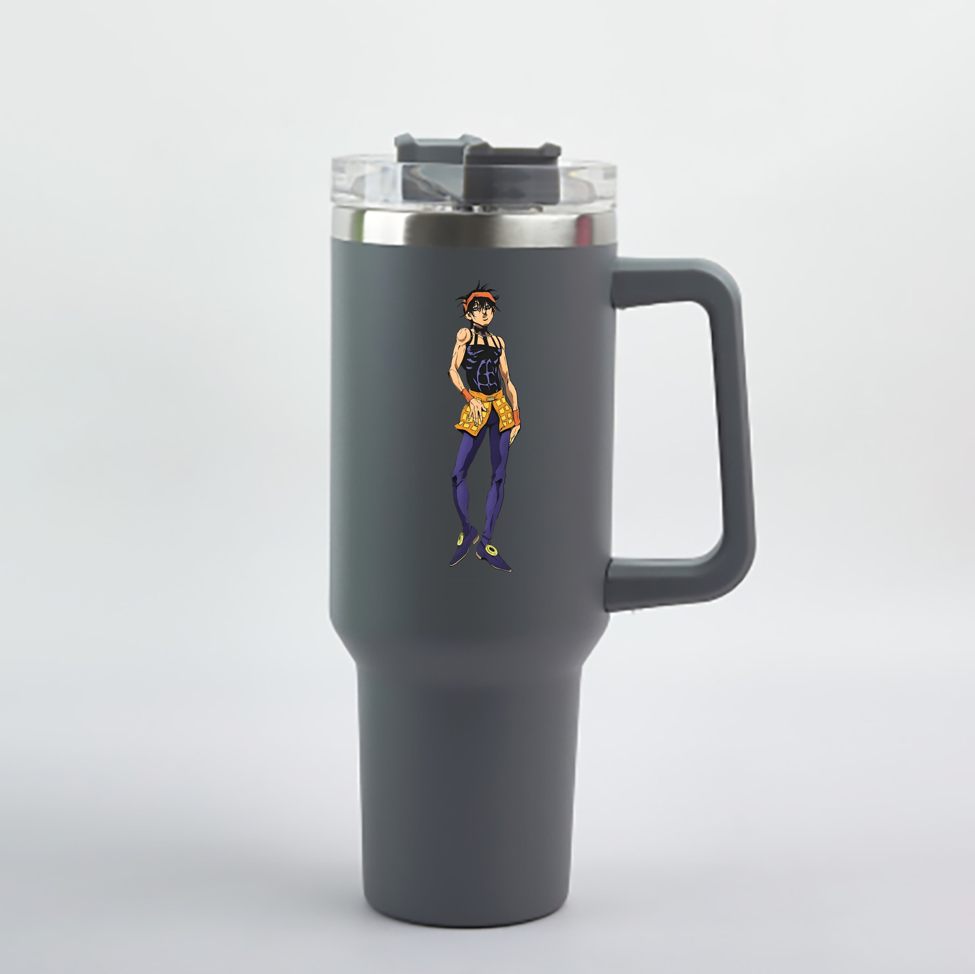 （画像用） ジョジョの奇妙な冒険 ナランチャ?ギルガ JoJo's Bizarre Adventure Narancia Ghirga 1200mL車用タンブラー - クリスタルステッカー（プラスチックストロー付き）