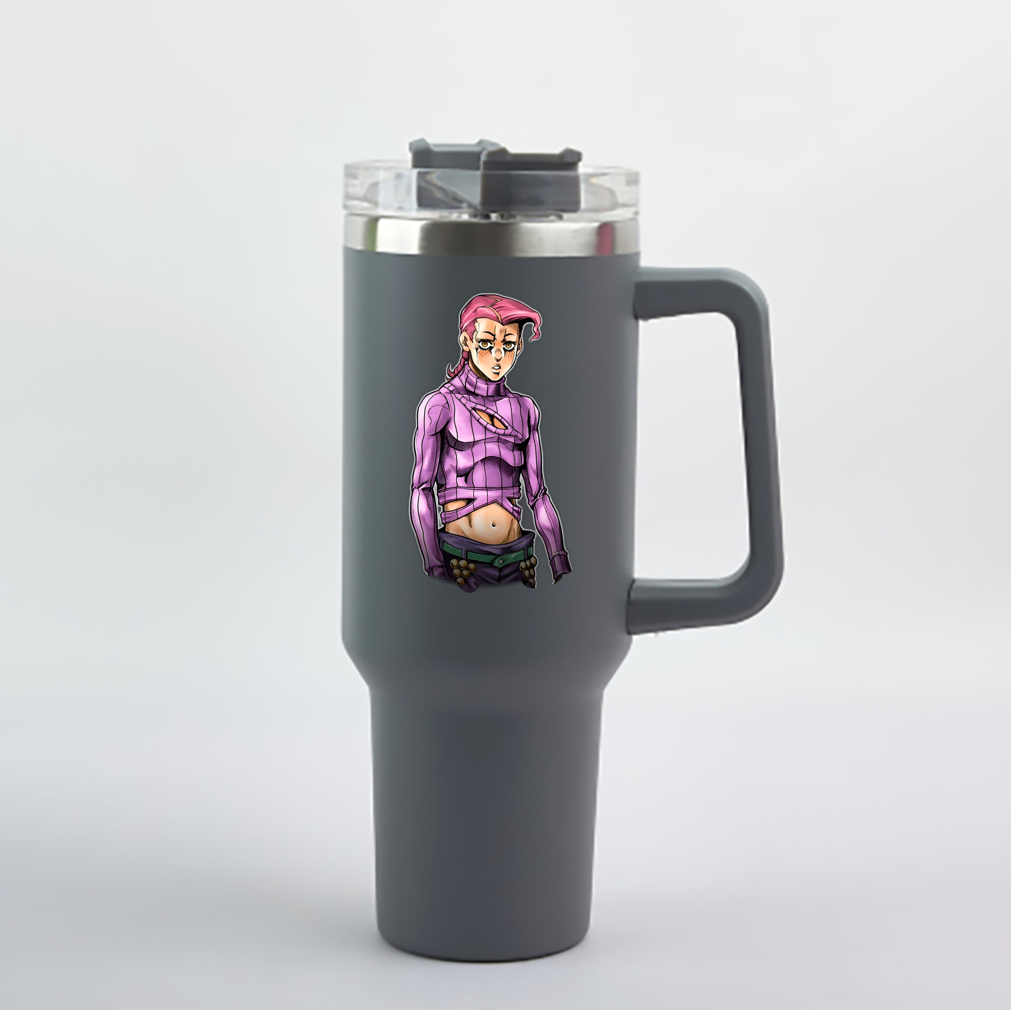 （画像用） ジョジョの奇妙な冒険 ビネガー?ドッピオ JoJo's Bizarre Adventure Vinegar Doppio 1200mL車用タンブラー - クリスタルステッカー（プラスチックストロー付き）