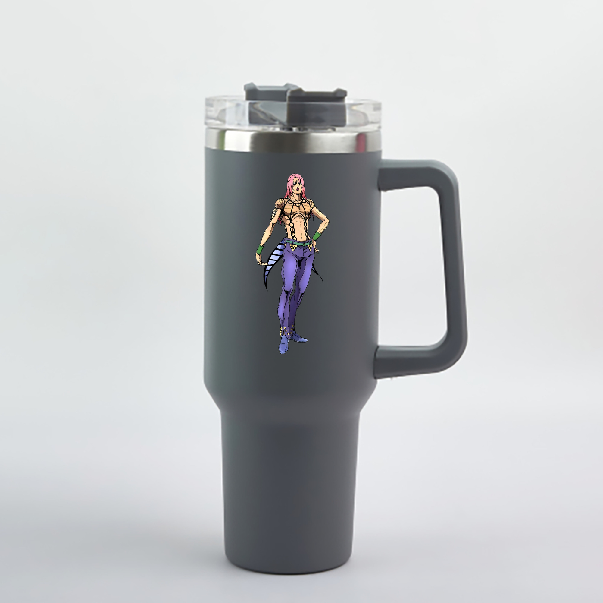 （画像用） ジョジョの奇妙な冒険 ビネガー?ドッピオ JoJo's Bizarre Adventure Vinegar Doppio 1200mL車用タンブラー - クリスタルステッカー（プラスチックストロー付き）