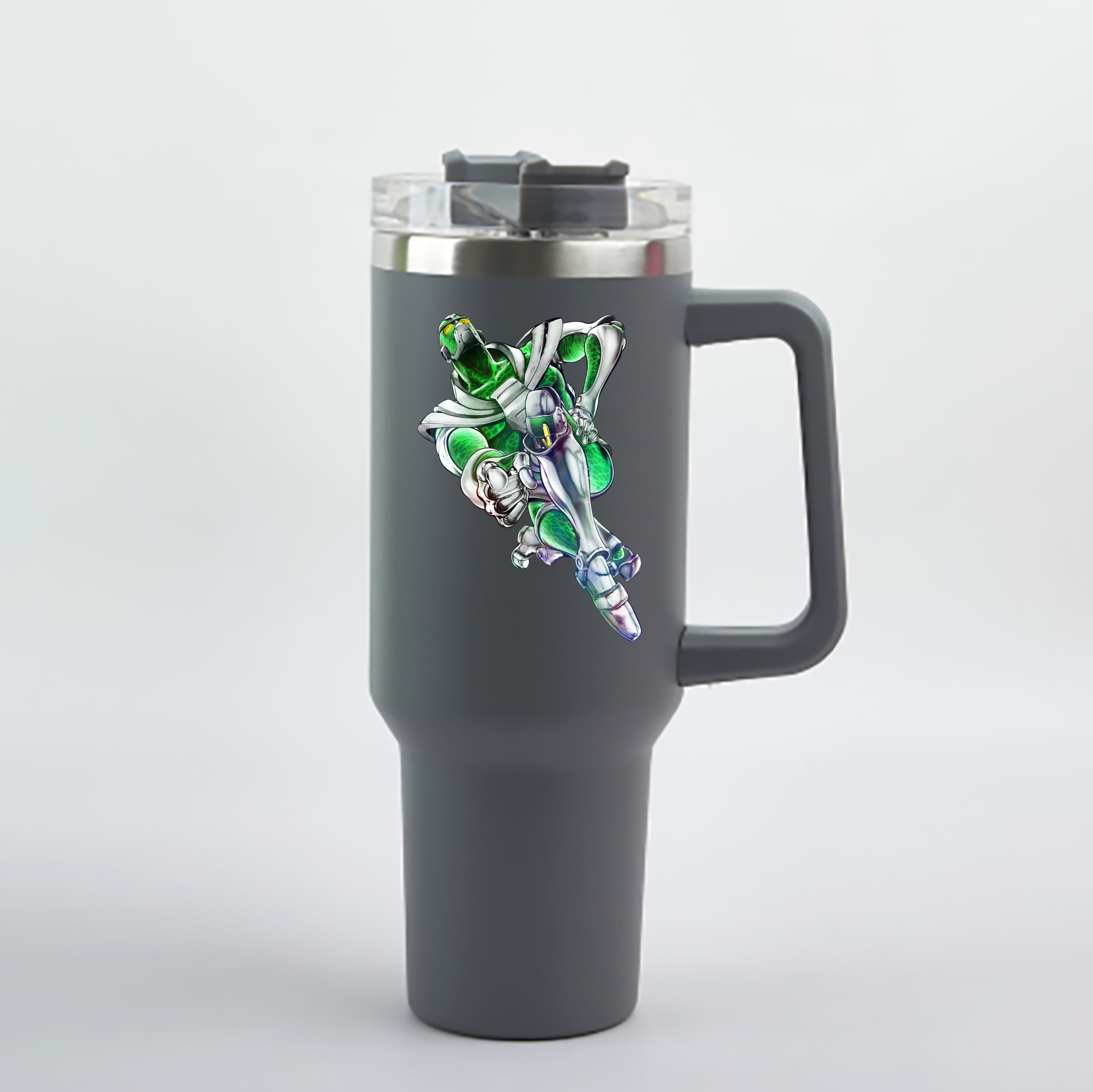 （画像用） ジョジョの奇妙な冒険 花京院 典明（かきょういん のりあき） JoJo's Bizarre Adventure Kakyoin Noriaki 1200mL車用タンブラー - クリスタルステッカー（プラスチックストロー付き）