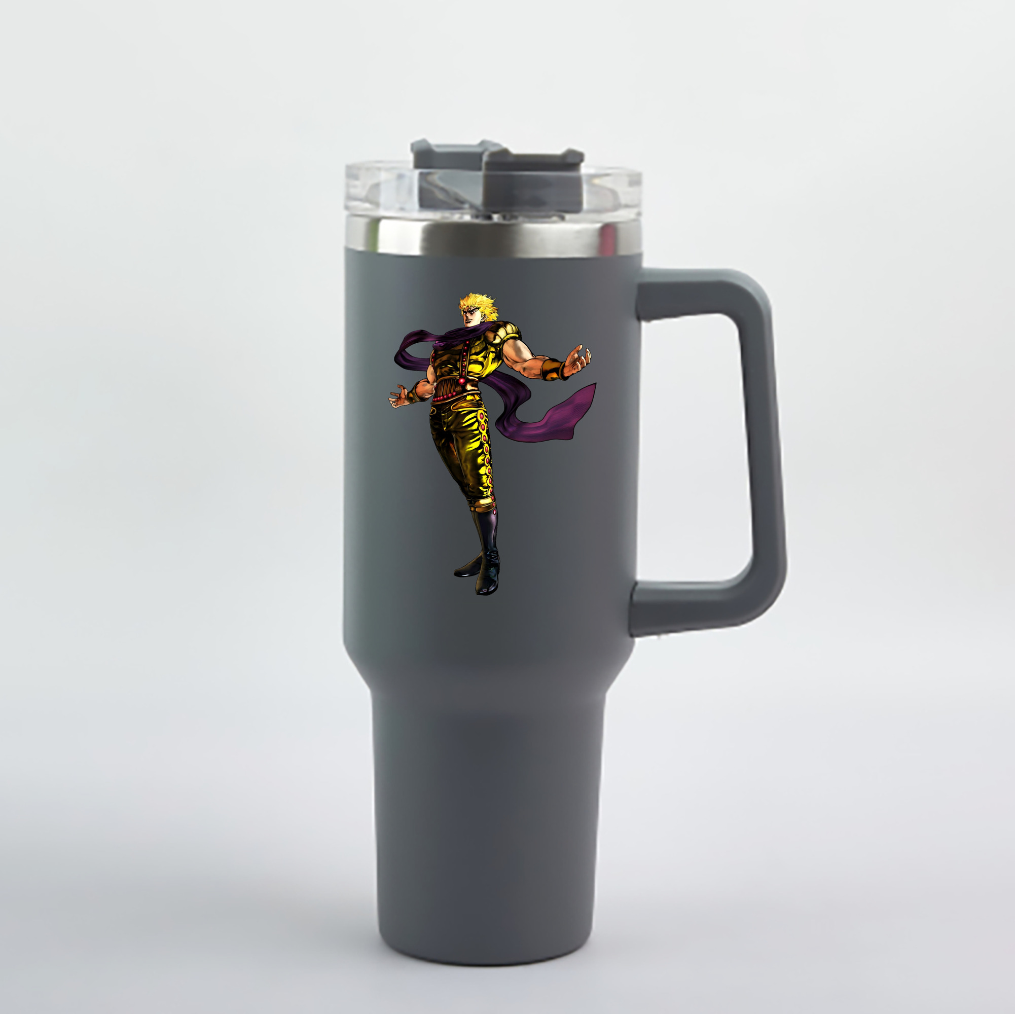 （画像用） ジョジョの奇妙な冒険 ディオ?ブランドー JoJo's Bizarre Adventure Dio Brando 1200mL車用タンブラー - クリスタルステッカー（プラスチックストロー付き）