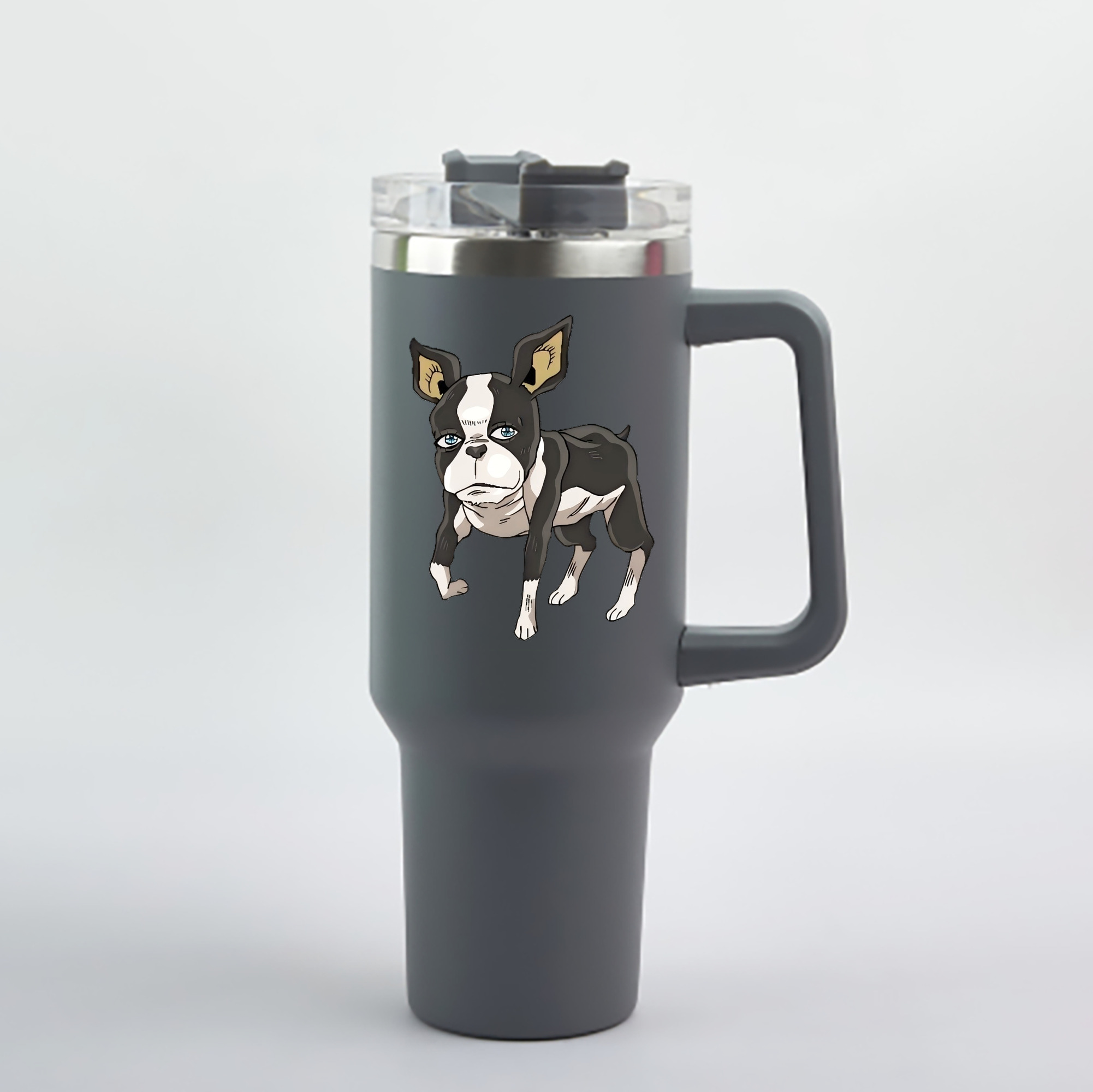 （画像用） ジョジョの奇妙な冒険 イギー JoJo's Bizarre Adventure Iggy 1200mL車用タンブラー - クリスタルステッカー（プラスチックストロー付き）