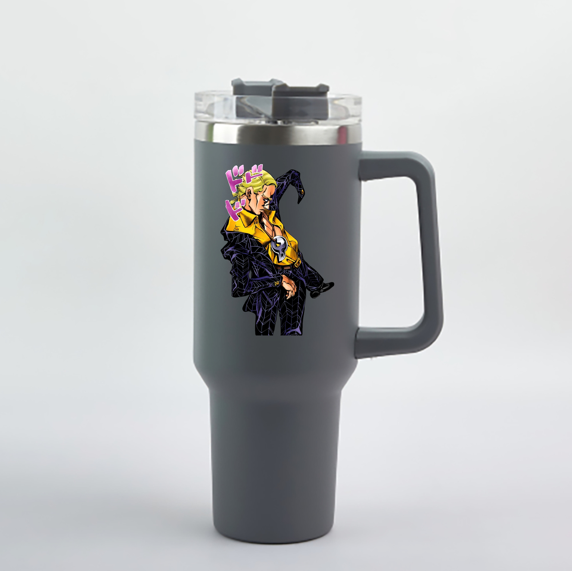 （画像用） ジョジョの奇妙な冒険 プロシュート JoJo's Bizarre Adventure Prosciutto 1200mL車用タンブラー - クリスタルステッカー（プラスチックストロー付き）