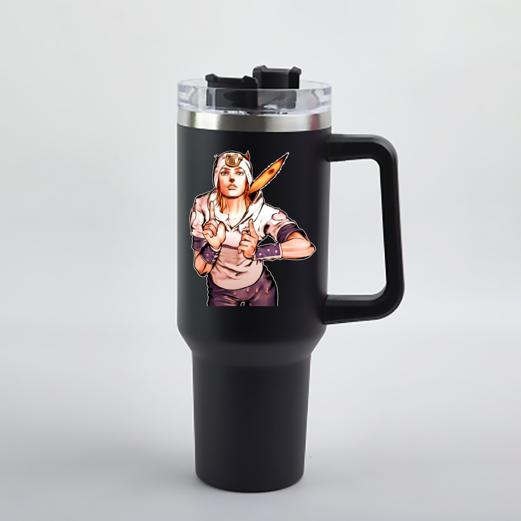 （画像用） ジョジョの奇妙な冒険 ジョナサン?ジョースター JoJo's Bizarre Adventure Jonathan Joestar 1200mL車用タンブラー - クリスタルステッカー（プラスチックストロー付き）