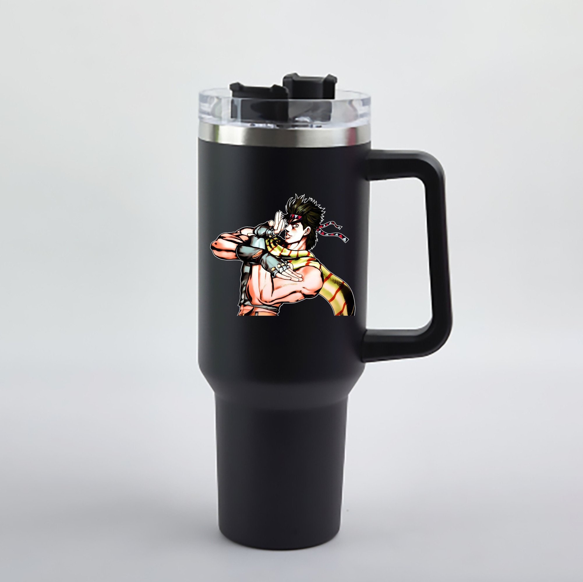 （画像用） ジョジョの奇妙な冒険 ジョセフ?ジョースター JoJo's Bizarre Adventure Joseph Joestar 1200mL車用タンブラー - クリスタルステッカー（プラスチックストロー付き）