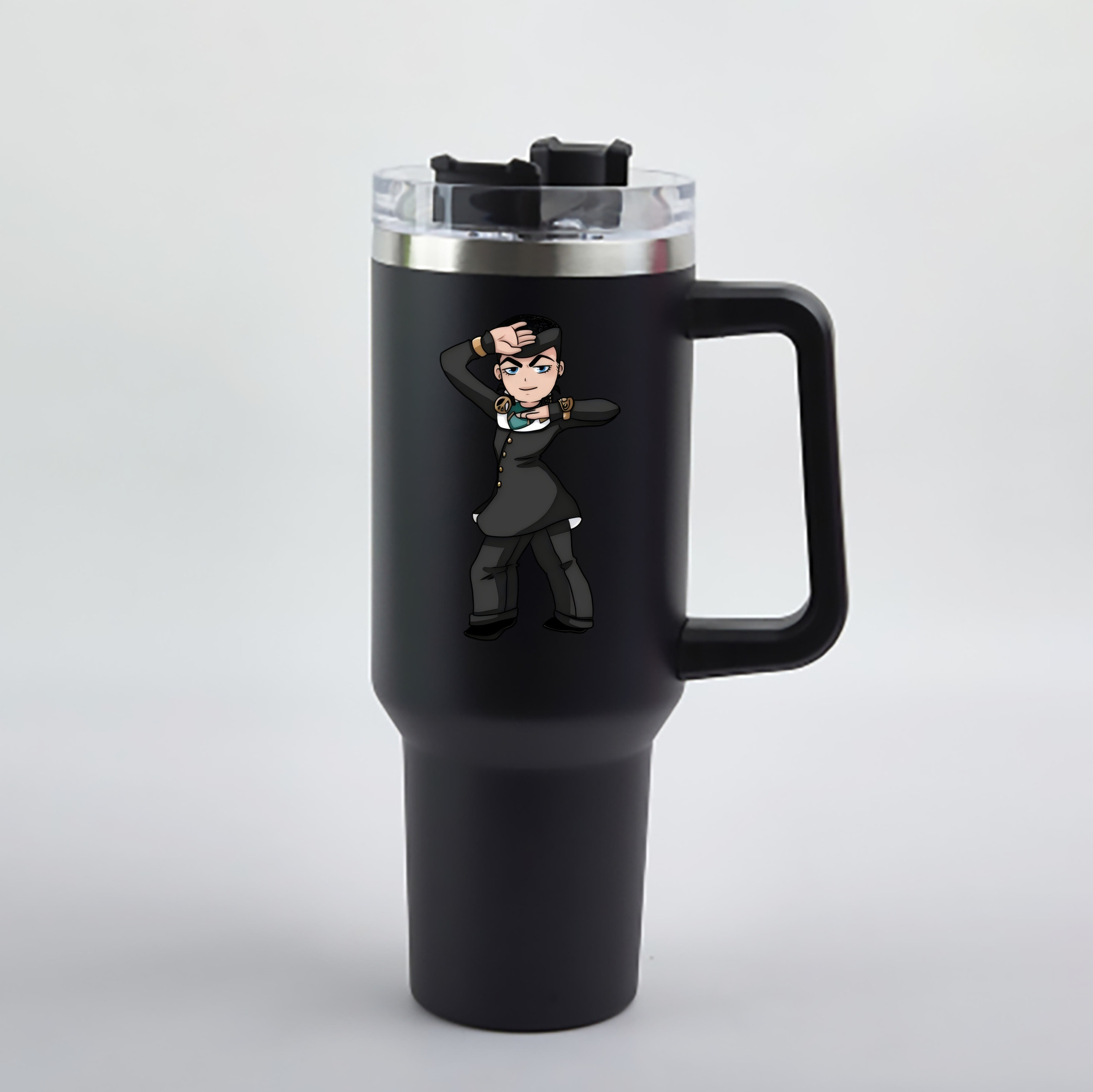（画像用） ジョジョの奇妙な冒険 ひがしかた じょうすけ JoJo's Bizarre Adventure Higashikata Josuke 1200mL車用タンブラー - クリスタルステッカー（プラスチックストロー付き）