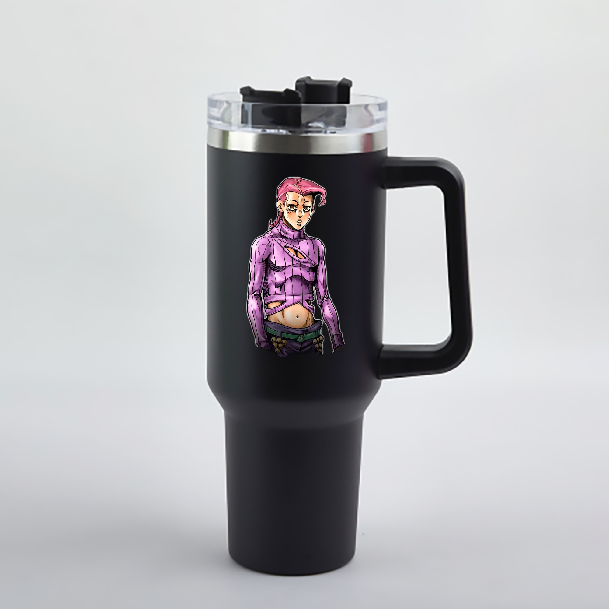 （画像用） ジョジョの奇妙な冒険 ビネガー?ドッピオ JoJo's Bizarre Adventure Vinegar Doppio 1200mL車用タンブラー - クリスタルステッカー（プラスチックストロー付き）