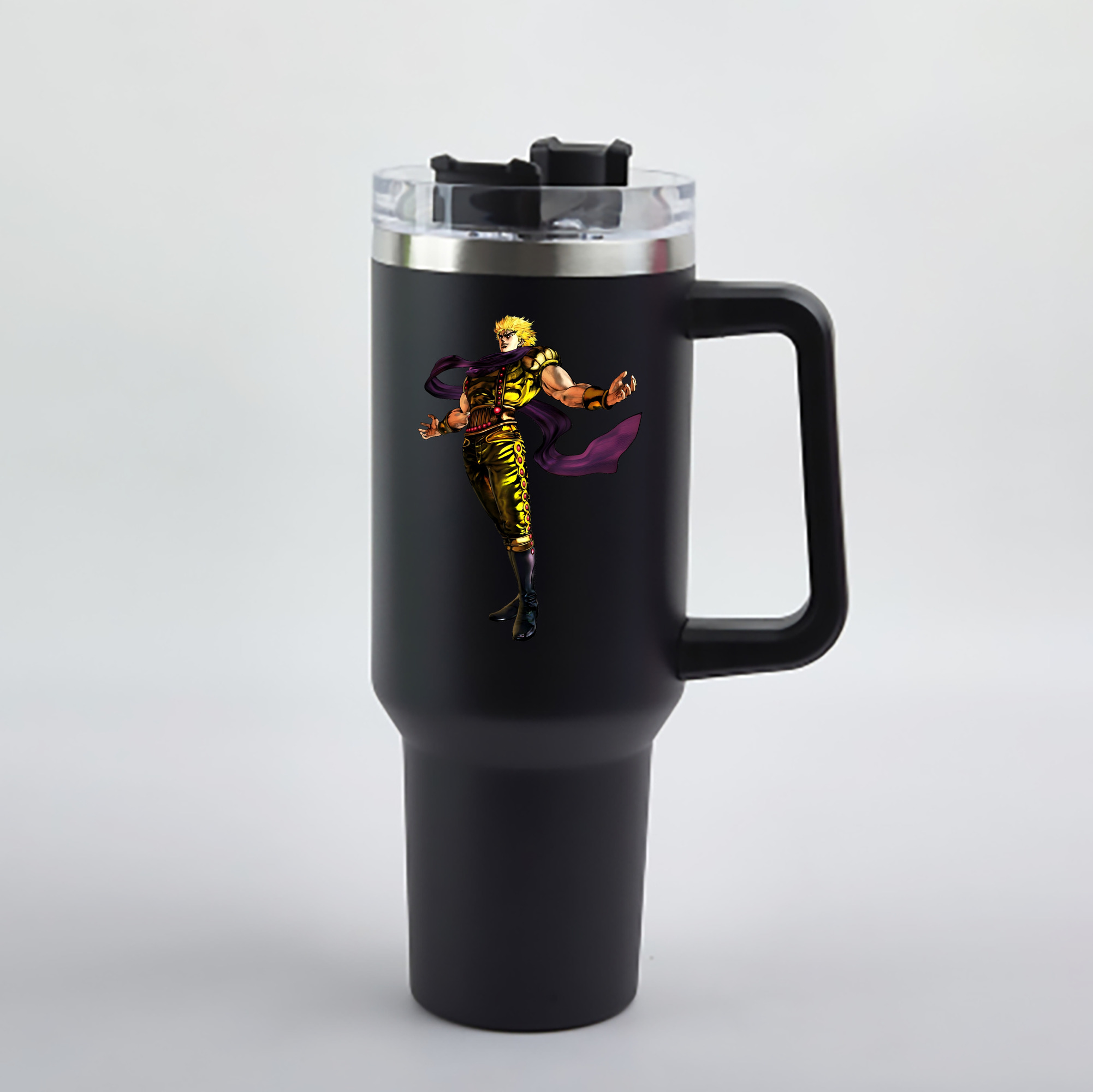（画像用） ジョジョの奇妙な冒険 ディオ?ブランドー JoJo's Bizarre Adventure Dio Brando 1200mL車用タンブラー - クリスタルステッカー（プラスチックストロー付き）