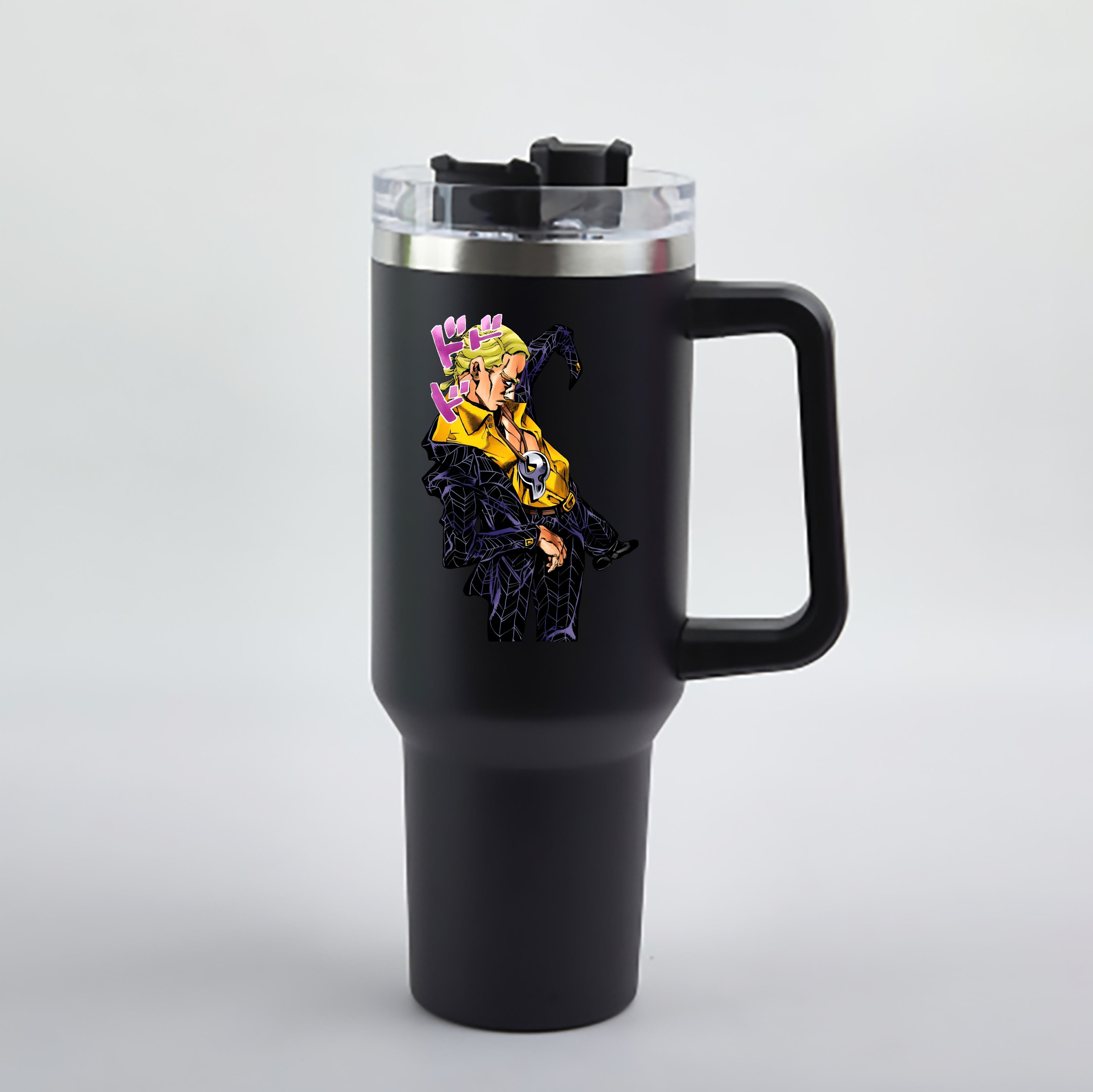 （画像用） ジョジョの奇妙な冒険 プロシュート JoJo's Bizarre Adventure Prosciutto 1200mL車用タンブラー - クリスタルステッカー（プラスチックストロー付き）