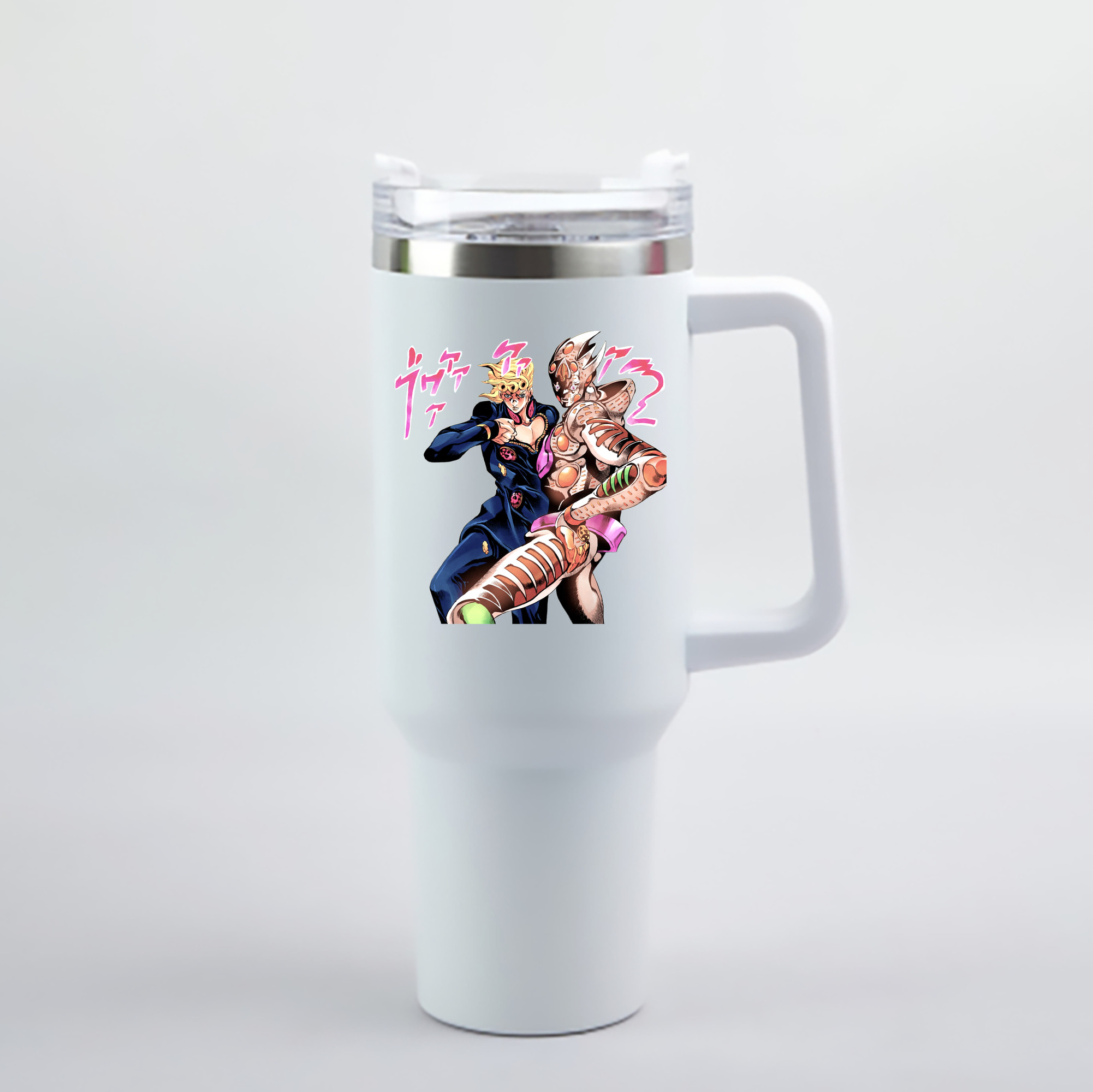（画像用） ジョジョの奇妙な冒険 ジョルノ?ジョバァーナ JoJo's Bizarre Adventure Giorno Giovanna 1200mL車用タンブラー - クリスタルステッカー（プラスチックストロー付き）