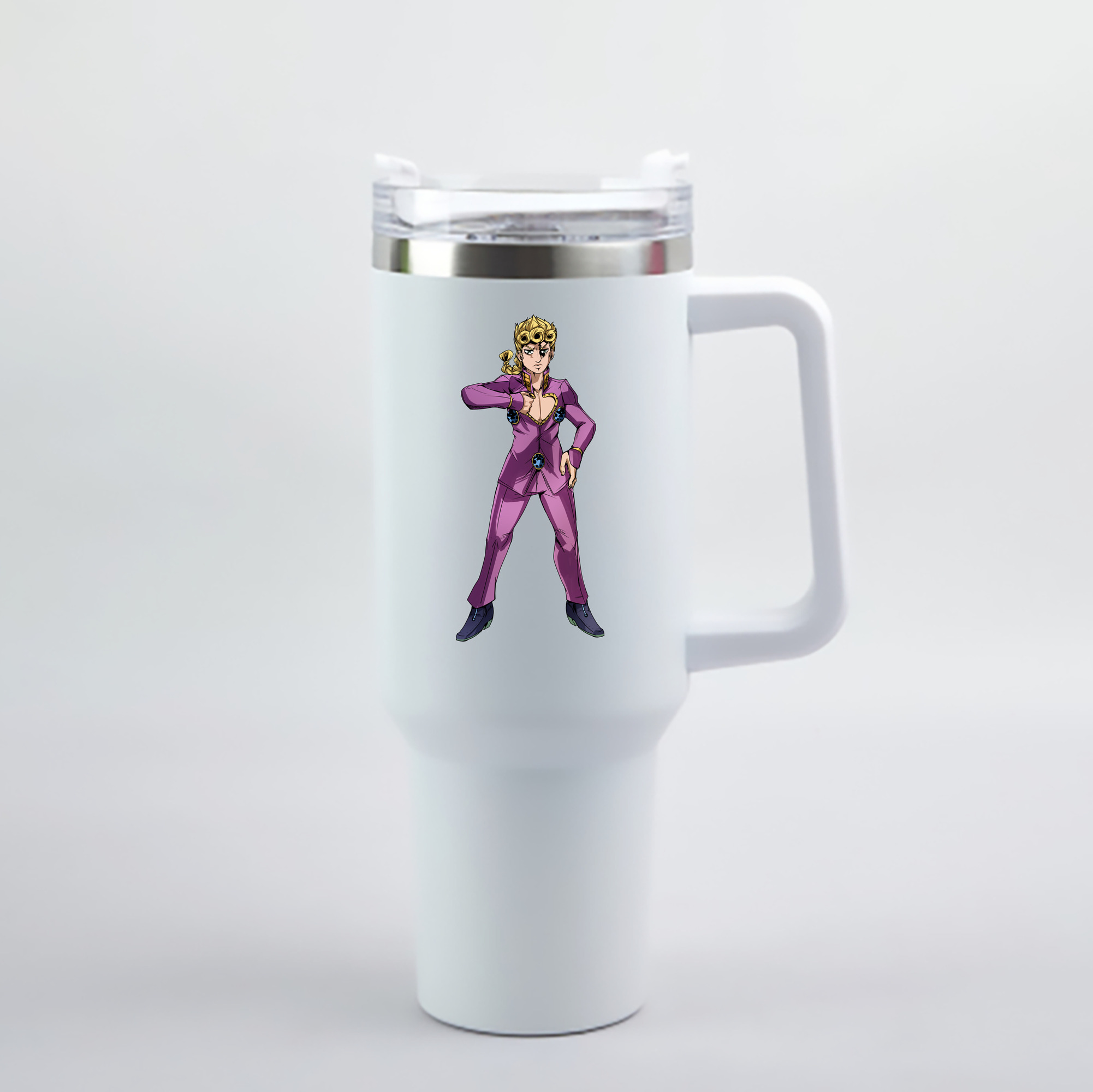 （画像用） ジョジョの奇妙な冒険 ジョルノ?ジョバァーナ JoJo's Bizarre Adventure Giorno Giovanna 1200mL車用タンブラー - クリスタルステッカー（プラスチックストロー付き）