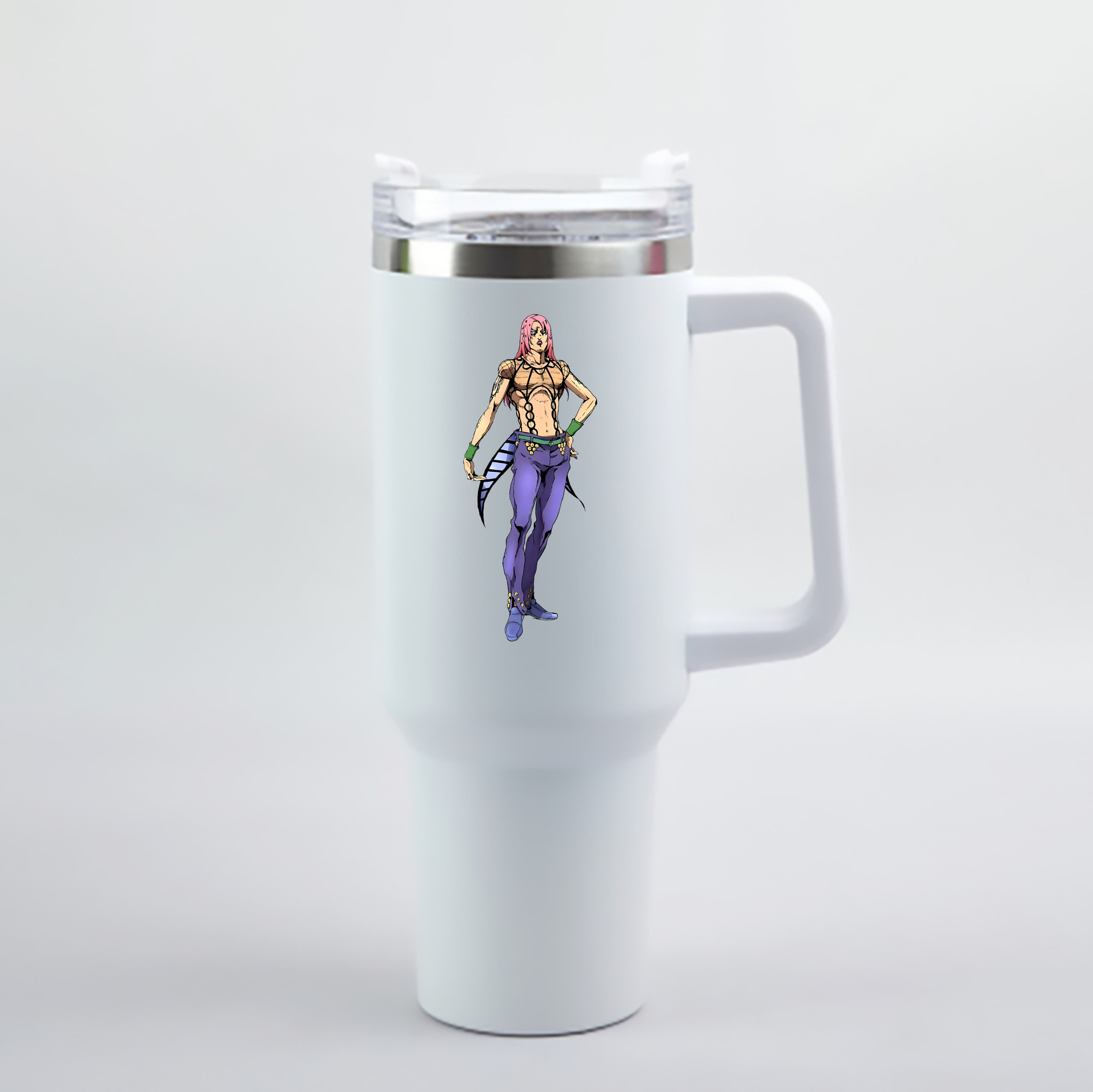 （画像用） ジョジョの奇妙な冒険 ビネガー?ドッピオ JoJo's Bizarre Adventure Vinegar Doppio 1200mL車用タンブラー - クリスタルステッカー（プラスチックストロー付き）