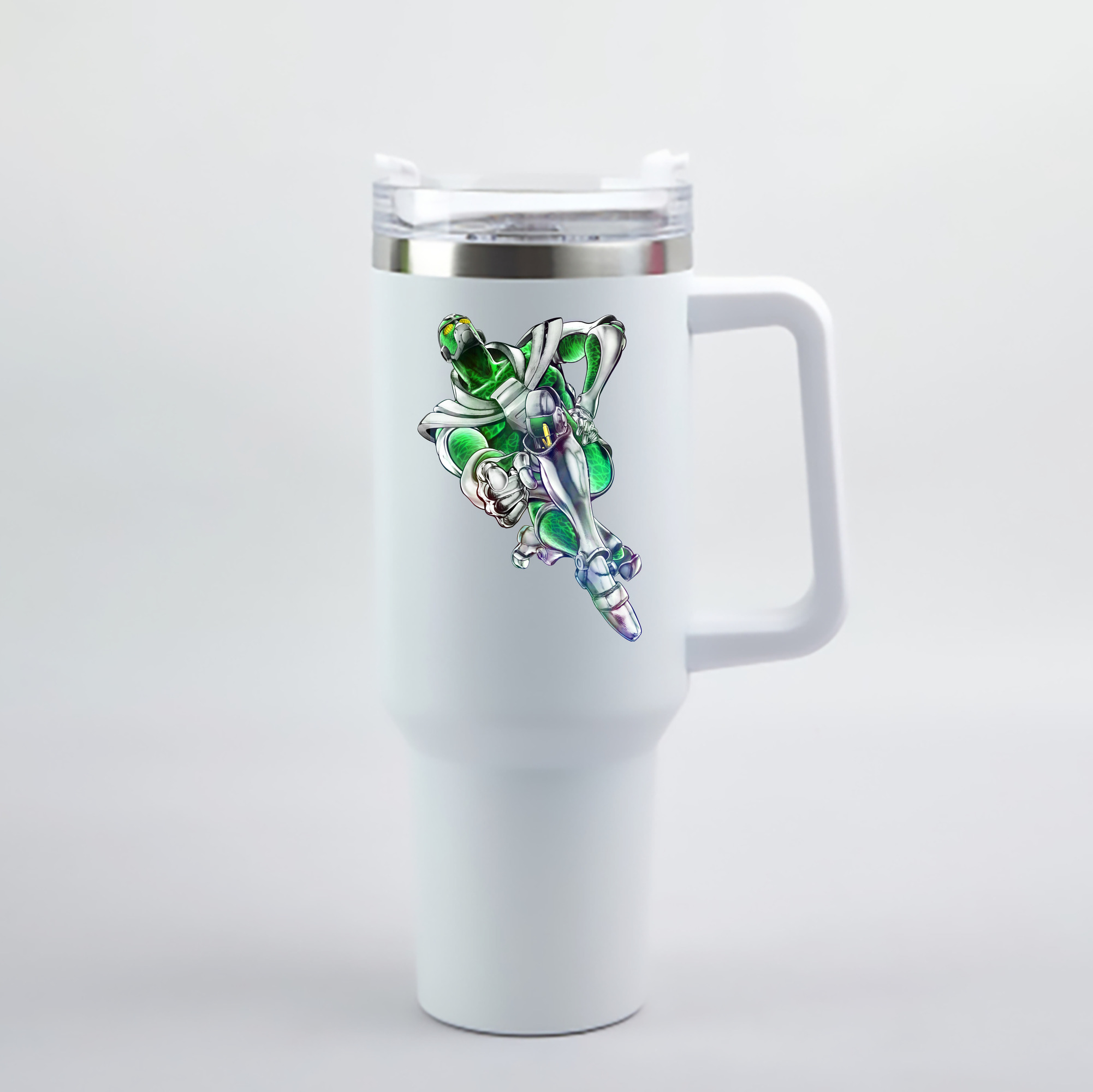 （画像用） ジョジョの奇妙な冒険 花京院 典明（かきょういん のりあき） JoJo's Bizarre Adventure Kakyoin Noriaki 1200mL車用タンブラー - クリスタルステッカー（プラスチックストロー付き）