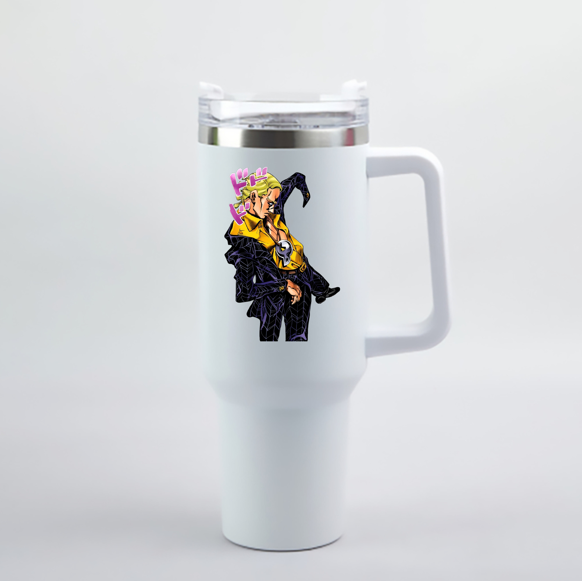 （画像用） ジョジョの奇妙な冒険 プロシュート JoJo's Bizarre Adventure Prosciutto 1200mL車用タンブラー - クリスタルステッカー（プラスチックストロー付き）