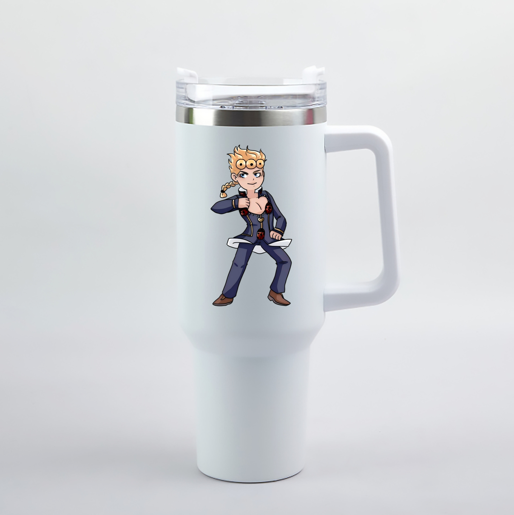 （画像用） ジョジョの奇妙な冒険 ジョルノ?ジョバァーナ JoJo's Bizarre Adventure Giorno Giovanna 1200mL車用タンブラー（カラープリント）