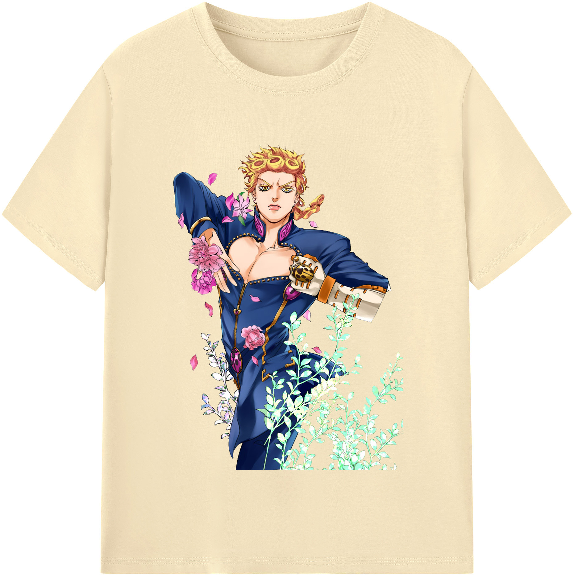 （画像用） ジョジョの奇妙な冒険 ジョルノ?ジョバァーナ JoJo's Bizarre Adventure Giorno Giovanna 綿100％半袖Tシャツ（フロントプリント）