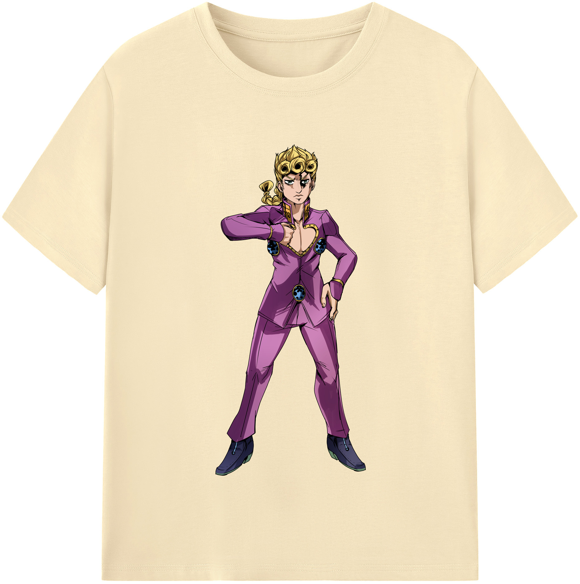 （画像用） ジョジョの奇妙な冒険 ジョルノ?ジョバァーナ JoJo's Bizarre Adventure Giorno Giovanna 綿100％半袖Tシャツ（フロントプリント）