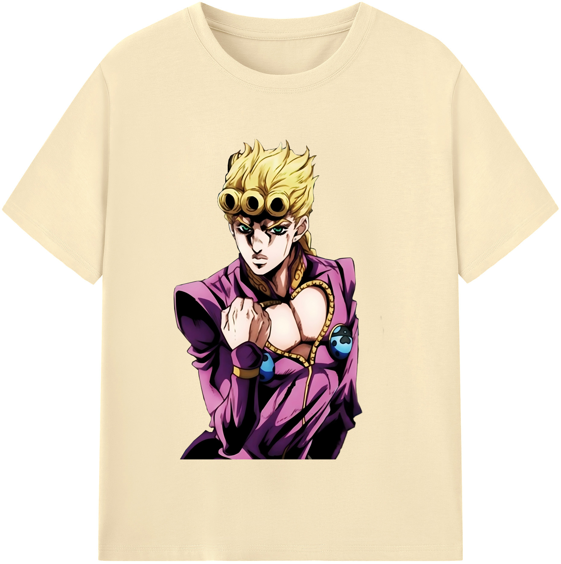 （画像用） ジョジョの奇妙な冒険 ジョルノ?ジョバァーナ JoJo's Bizarre Adventure Giorno Giovanna 綿100％半袖Tシャツ（フロントプリント）