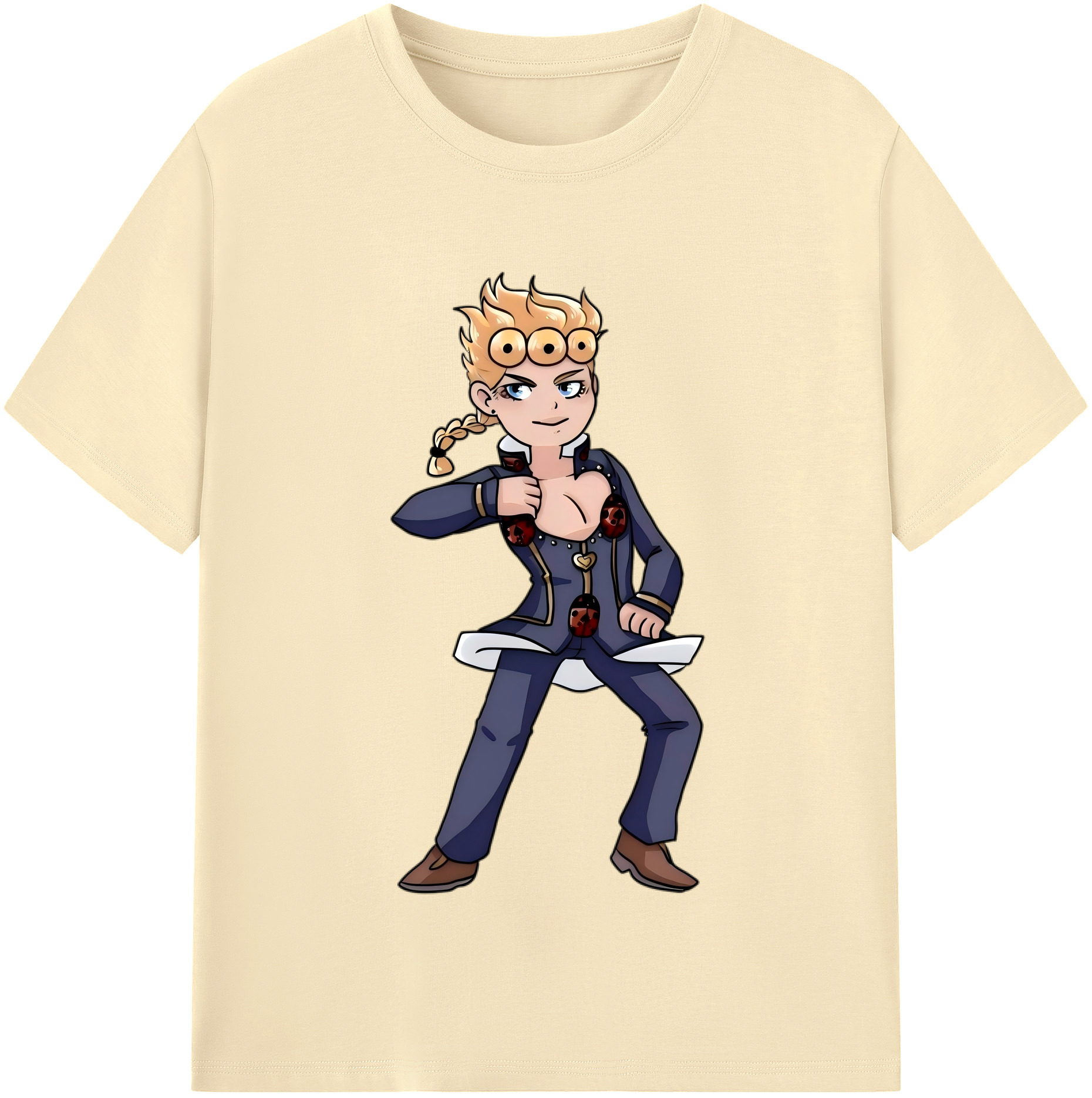 （画像用） ジョジョの奇妙な冒険 ジョルノ?ジョバァーナ JoJo's Bizarre Adventure Giorno Giovanna 綿100％半袖Tシャツ（フロントプリント）
