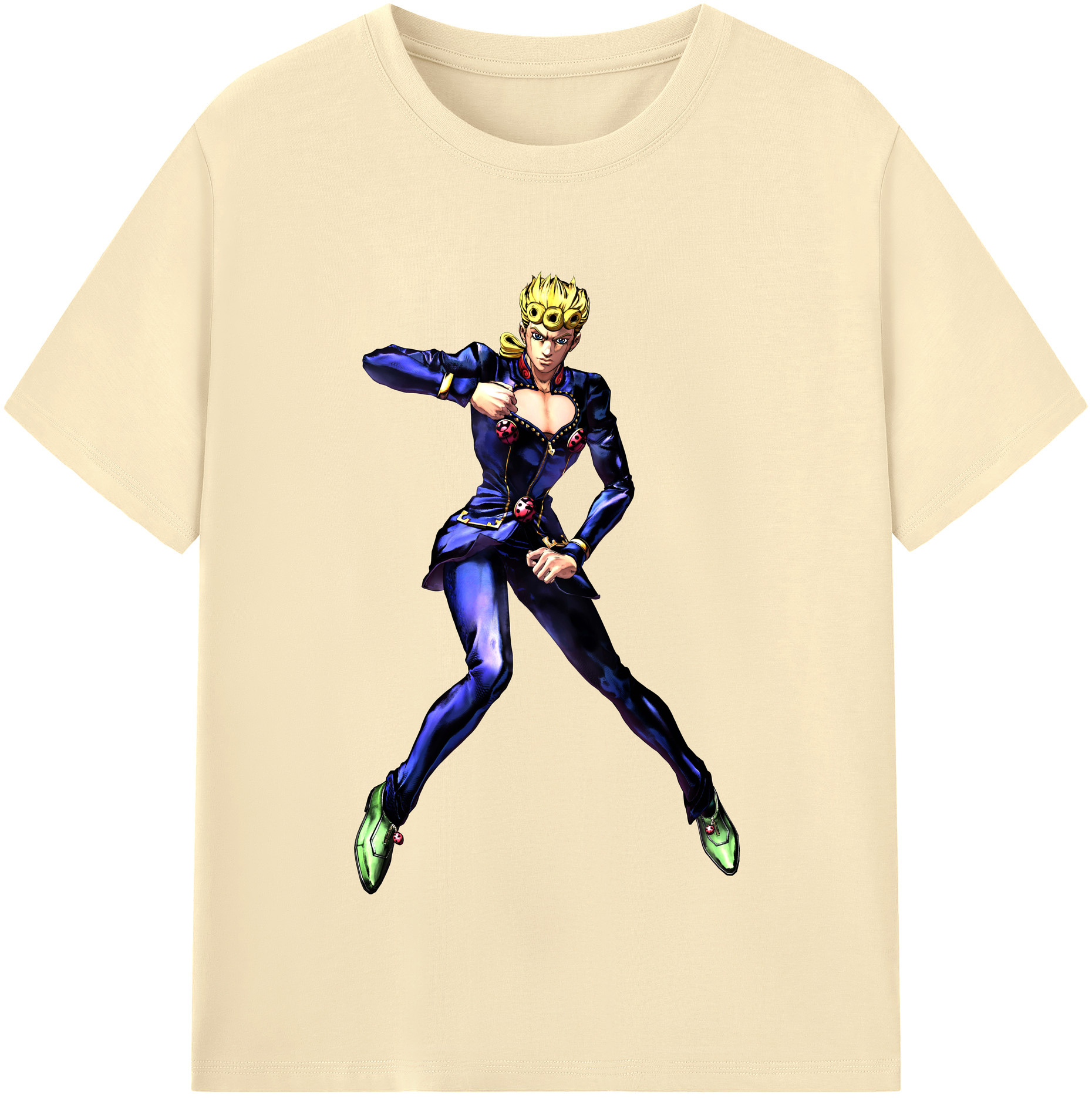 （画像用） ジョジョの奇妙な冒険 ジョルノ?ジョバァーナ JoJo's Bizarre Adventure Giorno Giovanna 綿100％半袖Tシャツ（フロントプリント）