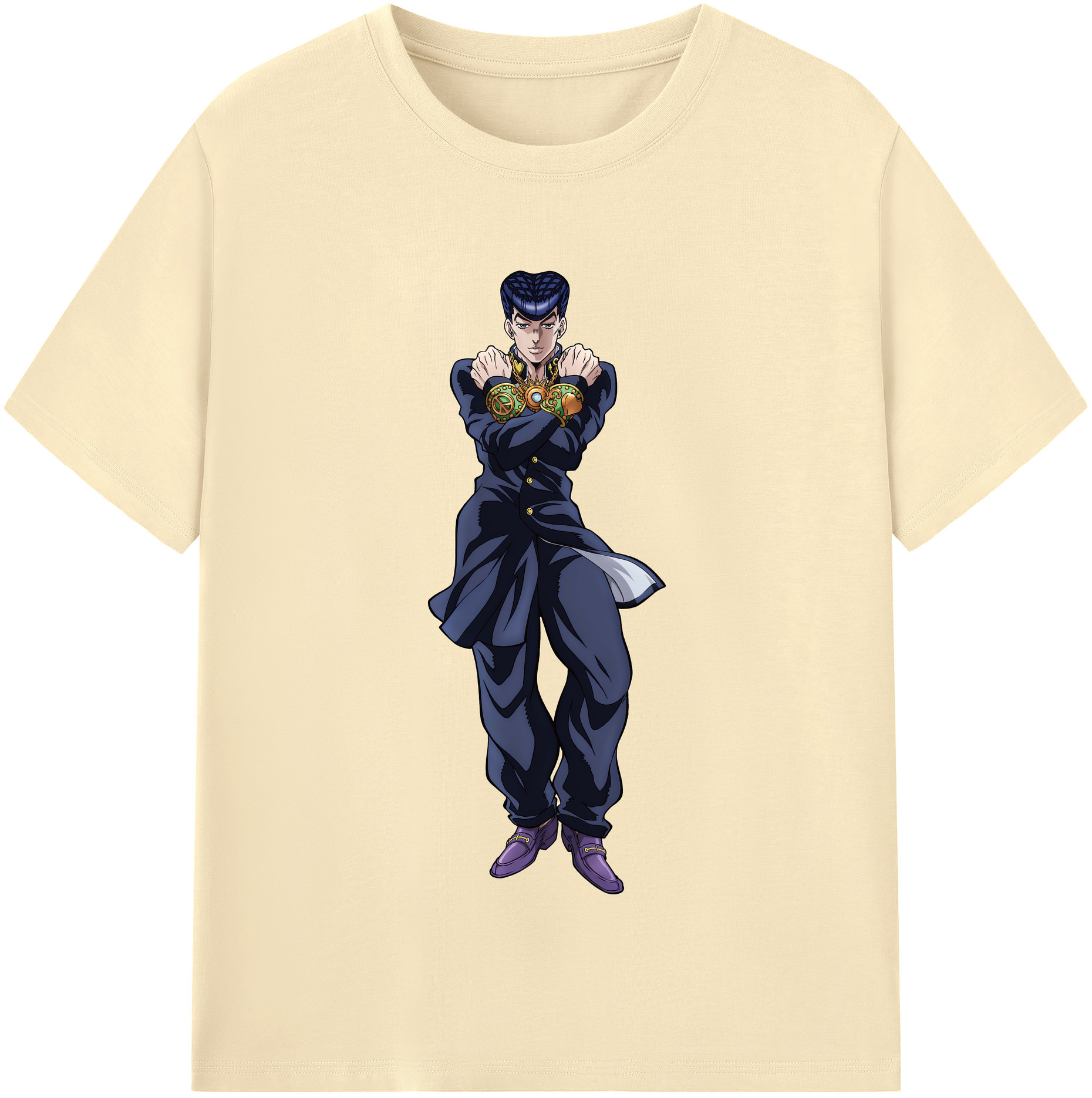 （画像用） ジョジョの奇妙な冒険 ひがしかた じょうすけ JoJo's Bizarre Adventure Higashikata Josuke 綿100％半袖Tシャツ（フロントプリント）