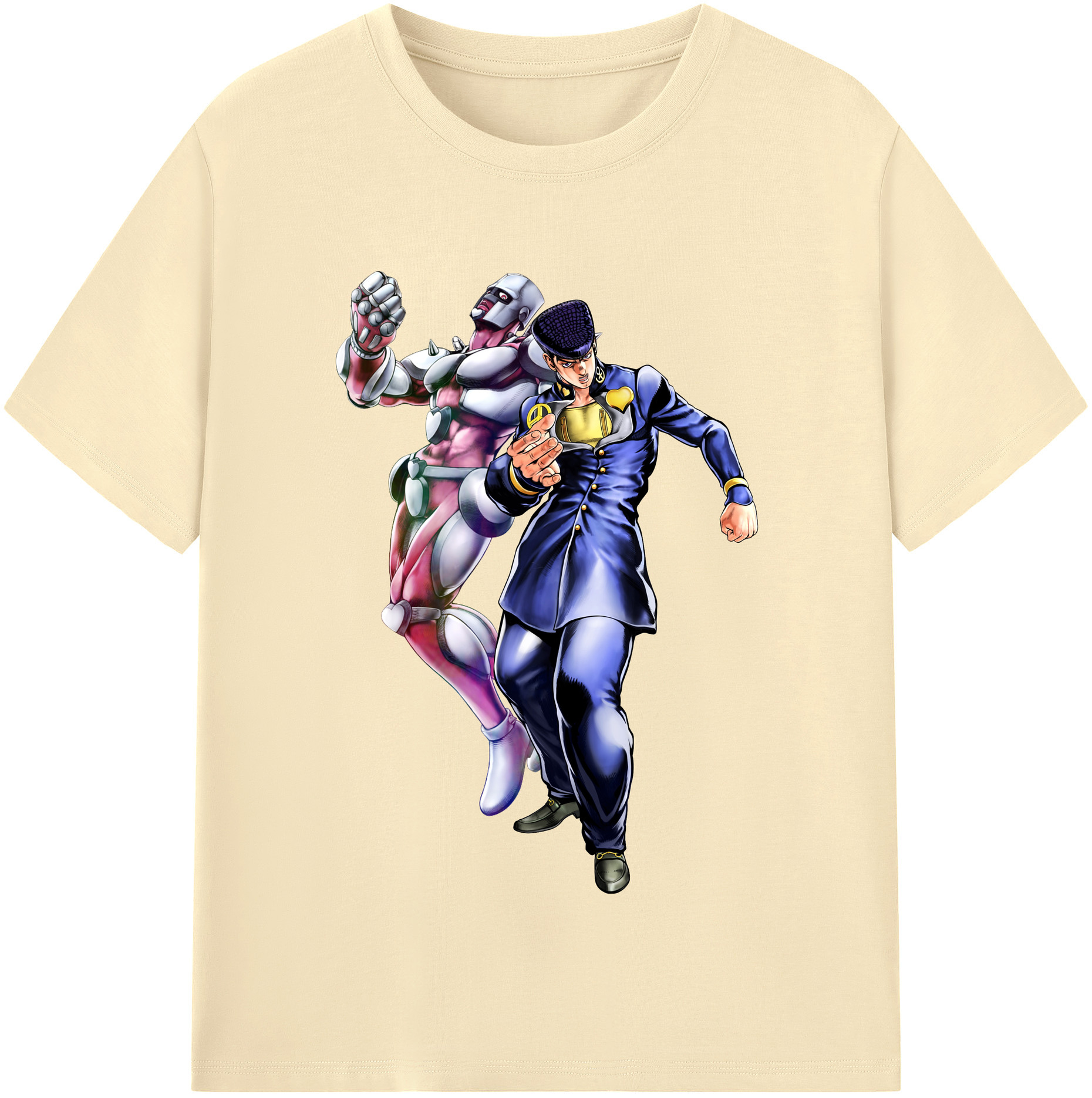 （画像用） ジョジョの奇妙な冒険 ひがしかた じょうすけ JoJo's Bizarre Adventure Higashikata Josuke 綿100％半袖Tシャツ（フロントプリント）
