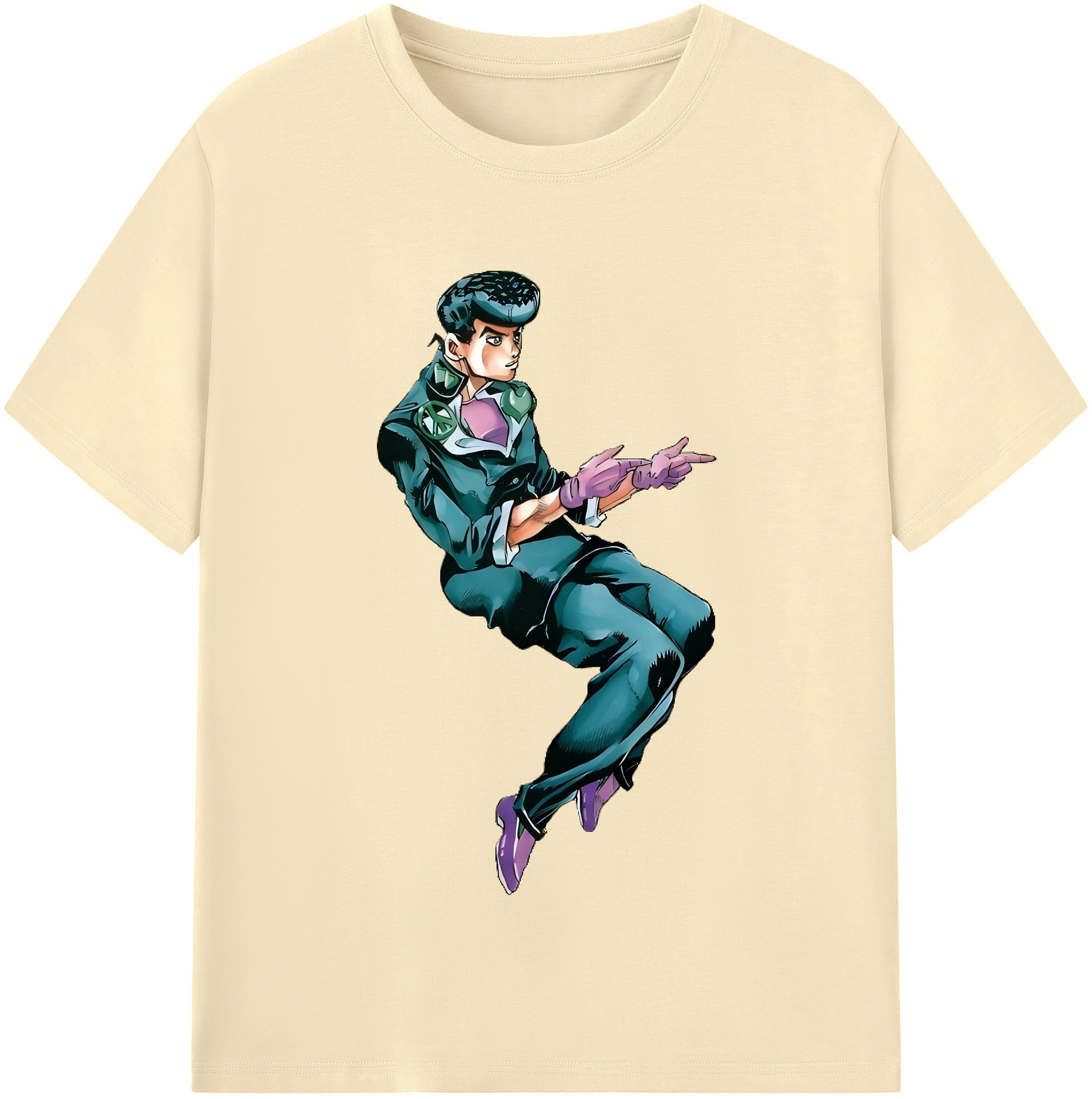 （画像用） ジョジョの奇妙な冒険 ひがしかた じょうすけ JoJo's Bizarre Adventure Higashikata Josuke 綿100％半袖Tシャツ（フロントプリント）