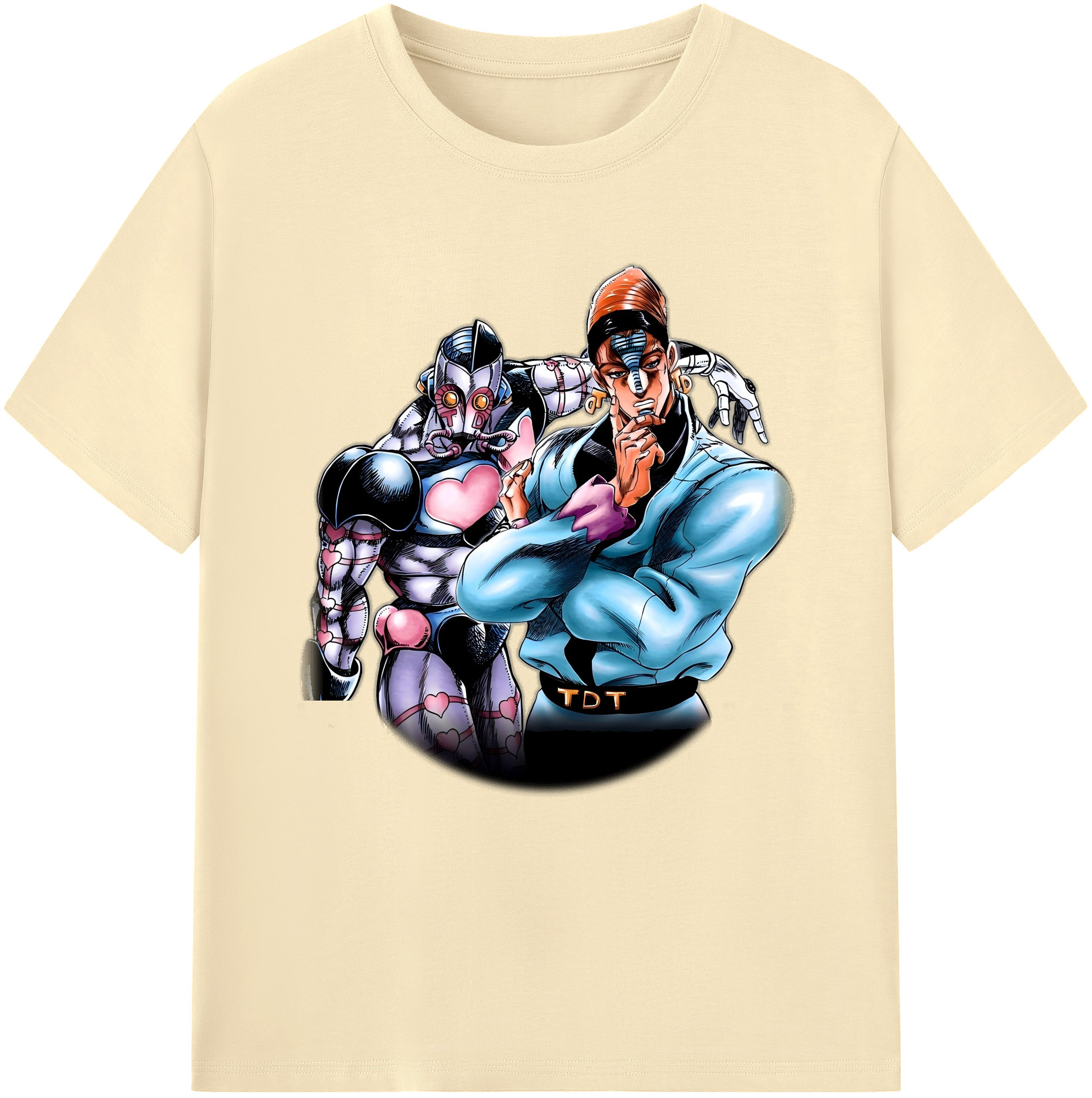 （画像用） ジョジョの奇妙な冒険 ひがしかた じょうすけ JoJo's Bizarre Adventure Higashikata Josuke 綿100％半袖Tシャツ（フロントプリント）