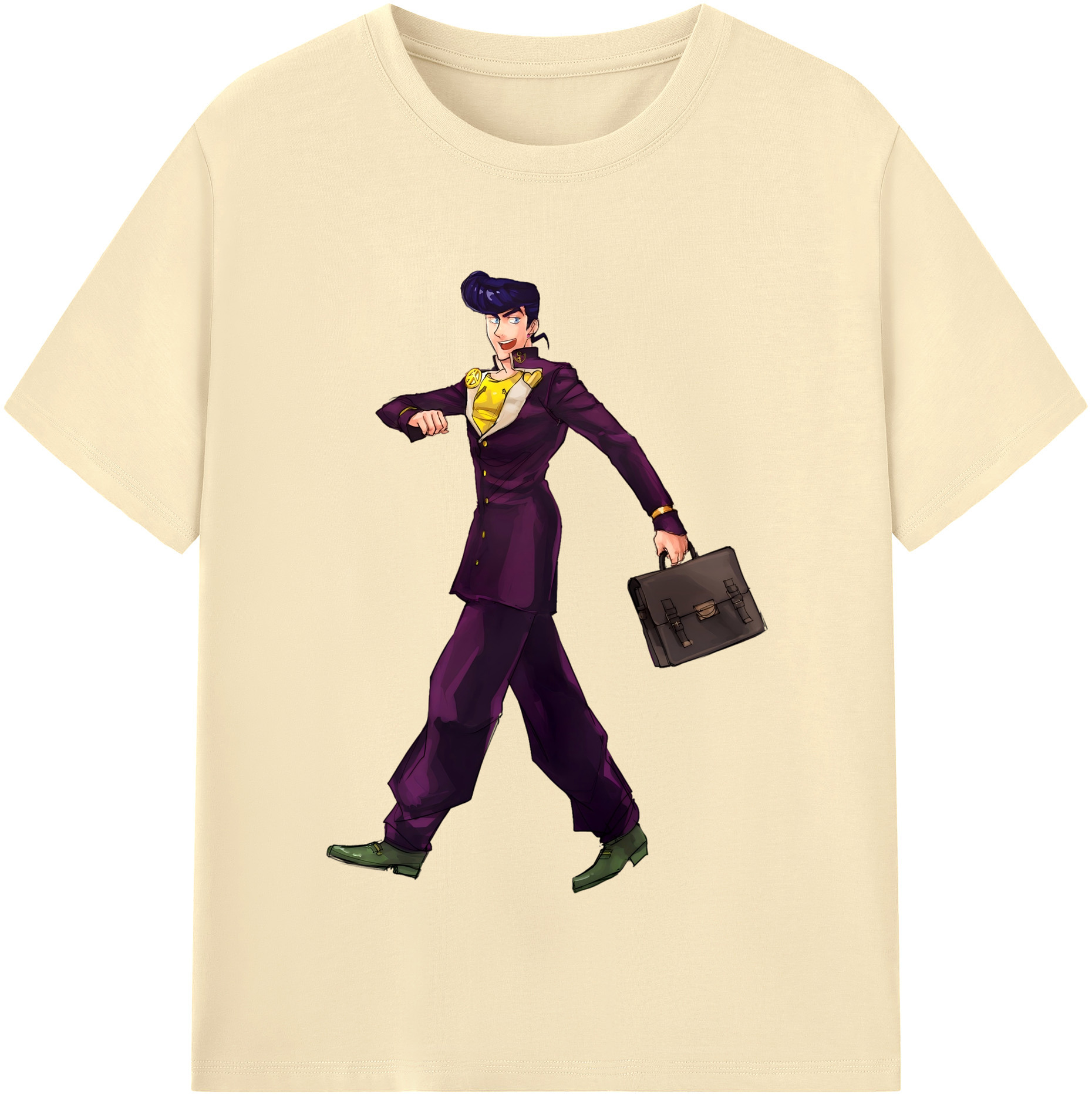 （画像用） ジョジョの奇妙な冒険 ひがしかた じょうすけ JoJo's Bizarre Adventure Higashikata Josuke 綿100％半袖Tシャツ（フロントプリント）