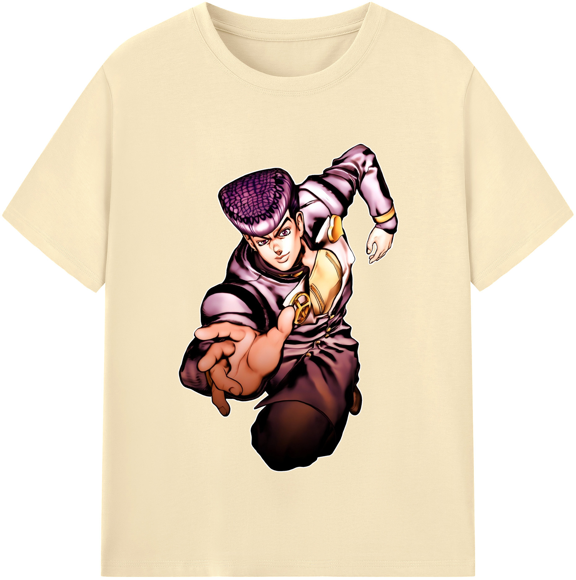 （画像用） ジョジョの奇妙な冒険 ひがしかた じょうすけ JoJo's Bizarre Adventure Higashikata Josuke 綿100％半袖Tシャツ（フロントプリント）