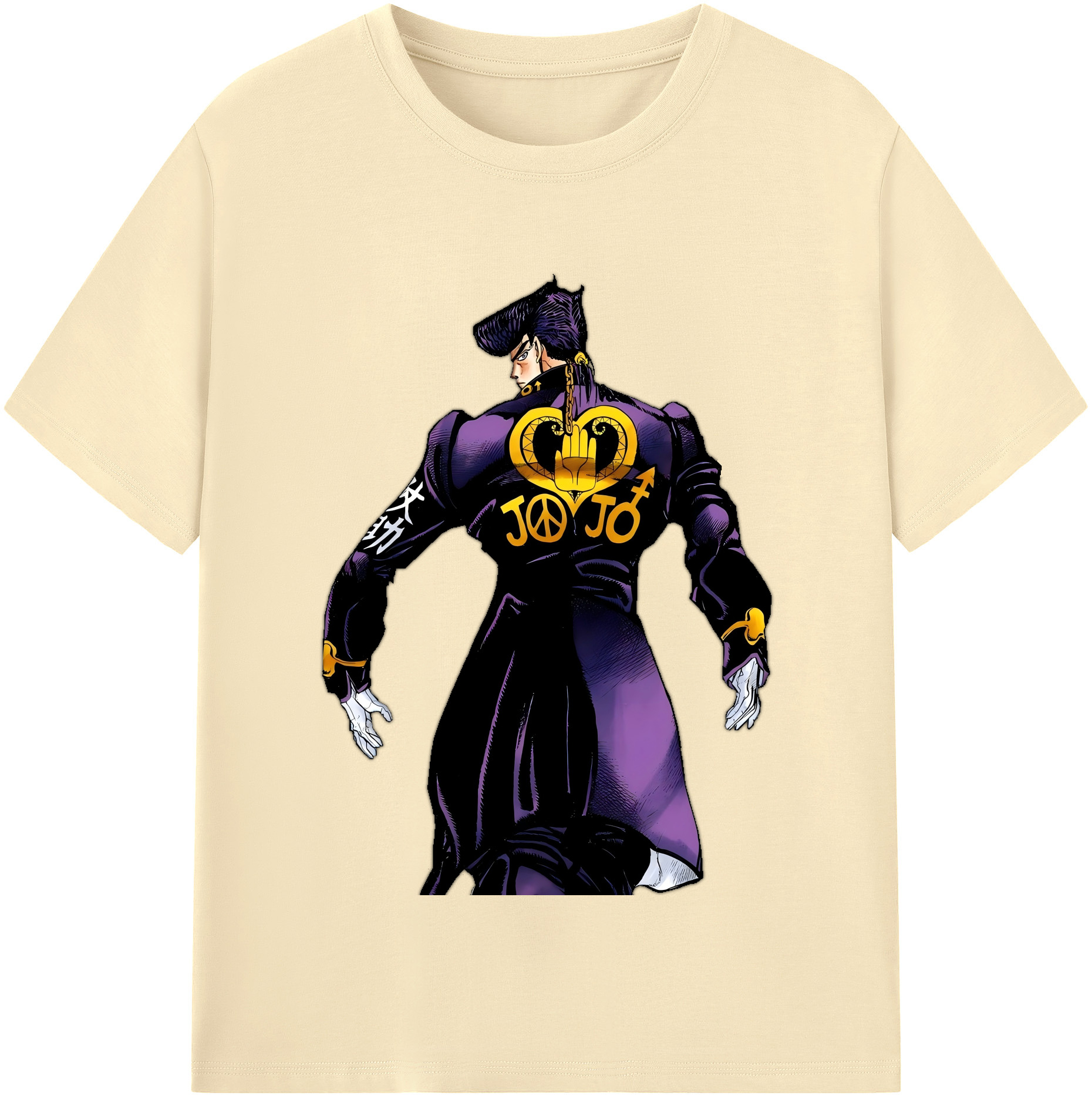 （画像用） ジョジョの奇妙な冒険 ひがしかた じょうすけ JoJo's Bizarre Adventure Higashikata Josuke 綿100％半袖Tシャツ（フロントプリント）