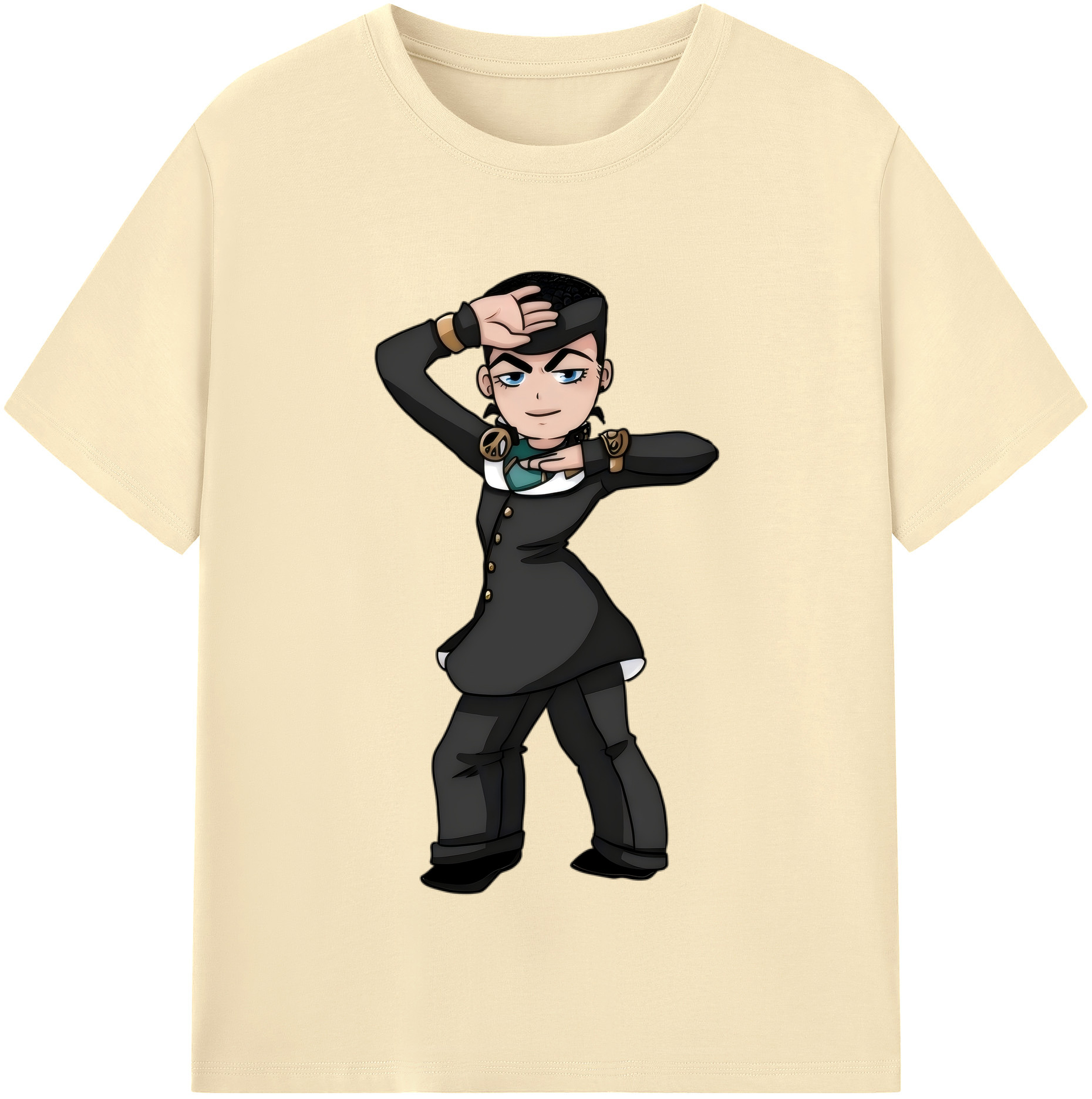 （画像用） ジョジョの奇妙な冒険 ひがしかた じょうすけ JoJo's Bizarre Adventure Higashikata Josuke 綿100％半袖Tシャツ（フロントプリント）