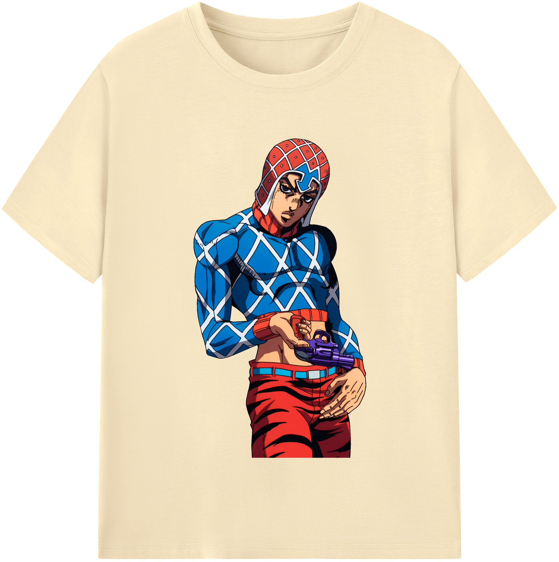 （画像用） ジョジョの奇妙な冒険 グイード?ミスタ JoJo's Bizarre Adventure Guido Mista 綿100％半袖Tシャツ（フロントプリント）