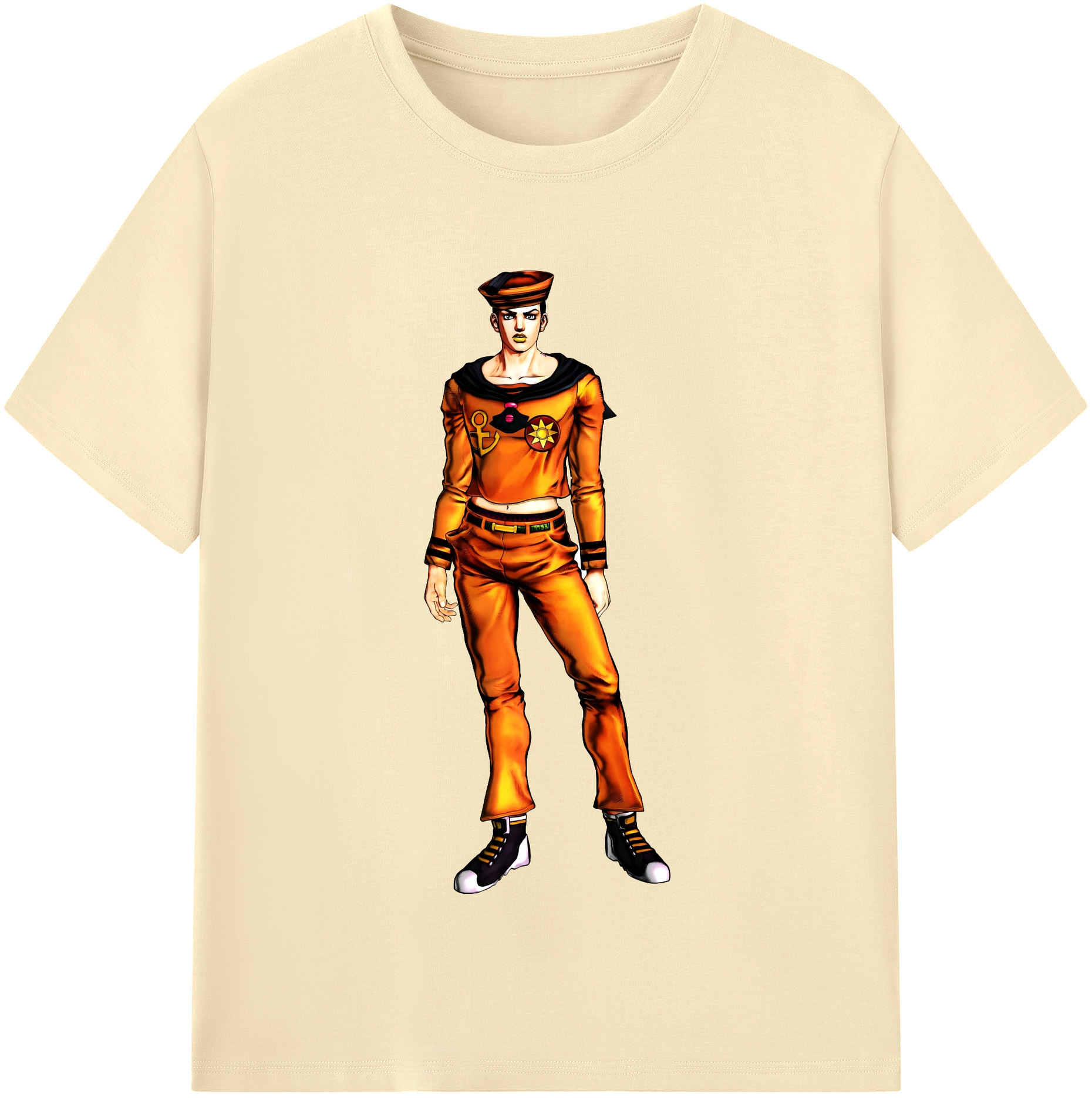 （画像用） ジョジョの奇妙な冒険 東方定助 JoJo's Bizarre Adventure Higashikata Josuke 綿100％半袖Tシャツ（フロントプリント）