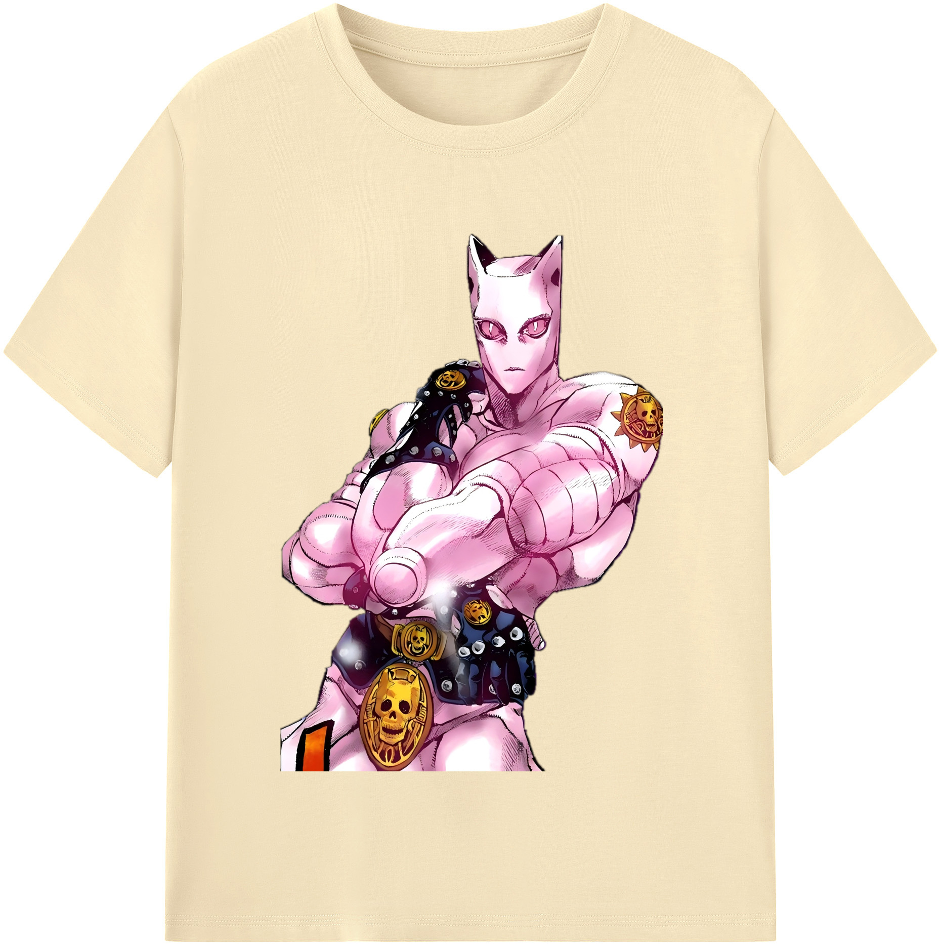 （画像用） ジョジョの奇妙な冒険 きら よしかげ JoJo's Bizarre Adventure Kira Yoshikage 綿100％半袖Tシャツ（フロントプリント）