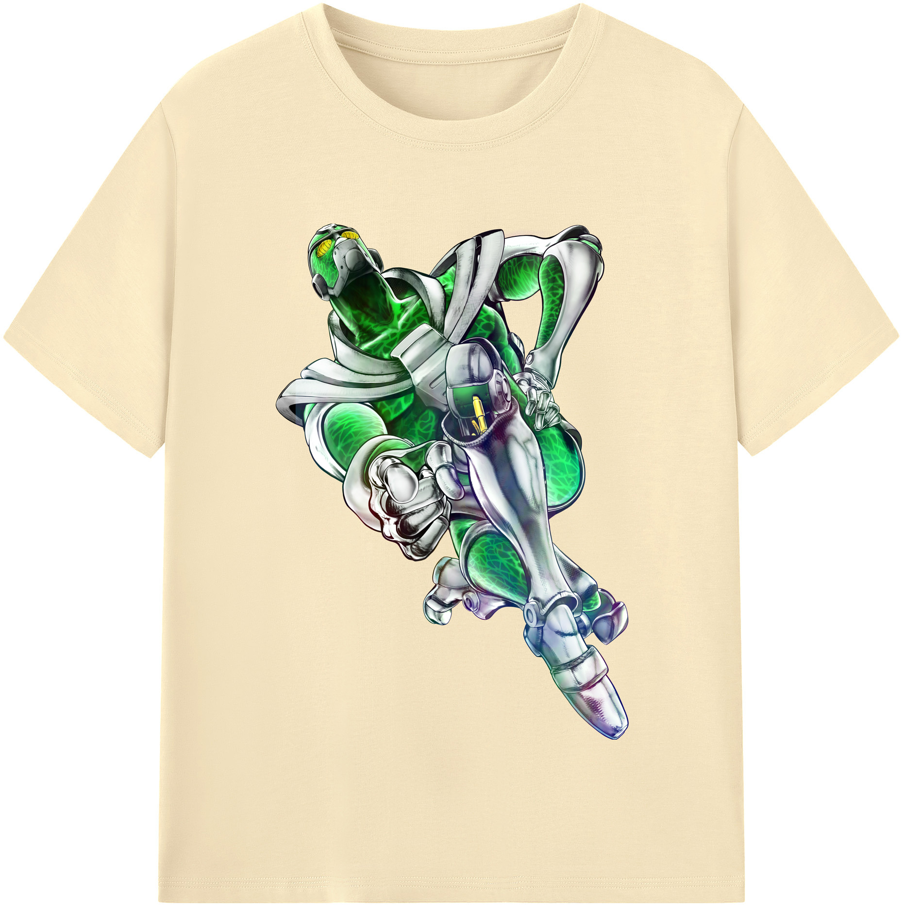（画像用） ジョジョの奇妙な冒険 花京院 典明（かきょういん のりあき） JoJo's Bizarre Adventure Kakyoin Noriaki 綿100％半袖Tシャツ（フロントプリント）