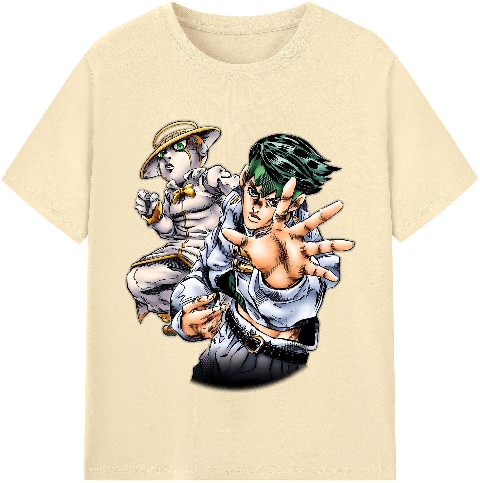 （画像用） ジョジョの奇妙な冒険 岸辺 露伴（きしべ ろはん） JoJo's Bizarre Adventure Rohan Kishibe 綿100％半袖Tシャツ（フロントプリント）
