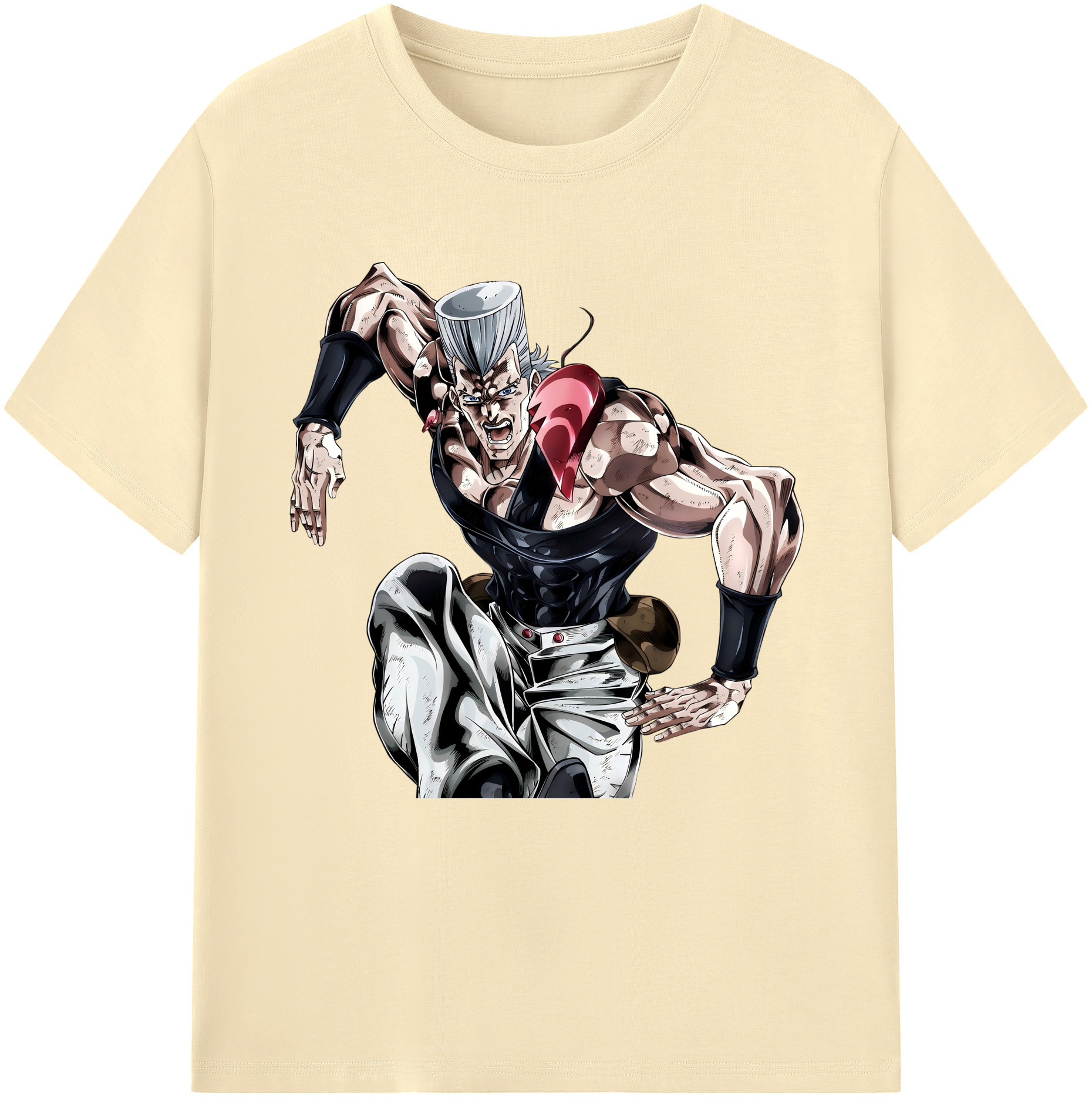 （画像用） ジョジョの奇妙な冒険 ジャン＝ピエール?ポルナレフ JoJo's Bizarre Adventure Jan Pierre Polnareff 綿100％半袖Tシャツ（フロントプリント）