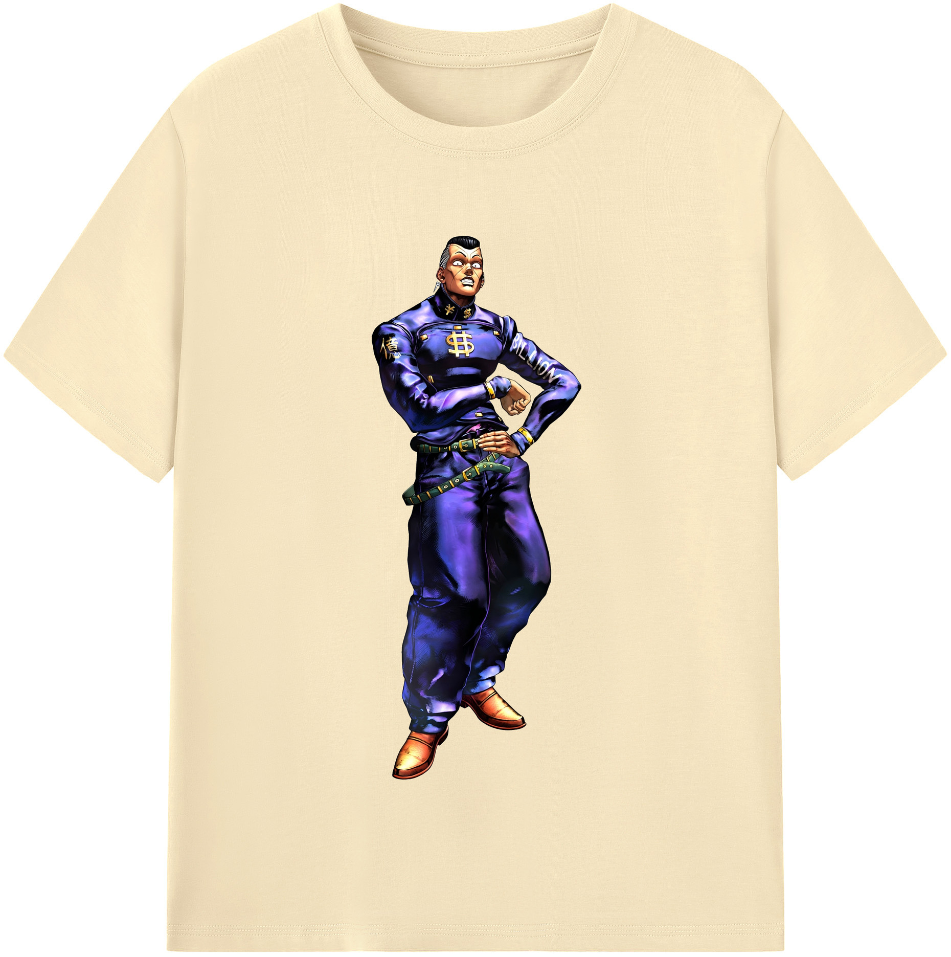 （画像用） ジョジョの奇妙な冒険 虹村億泰 にじむら おくやす JoJo's Bizarre Adventure Nijimura Okuyasu 綿100％半袖Tシャツ（フロントプリント）