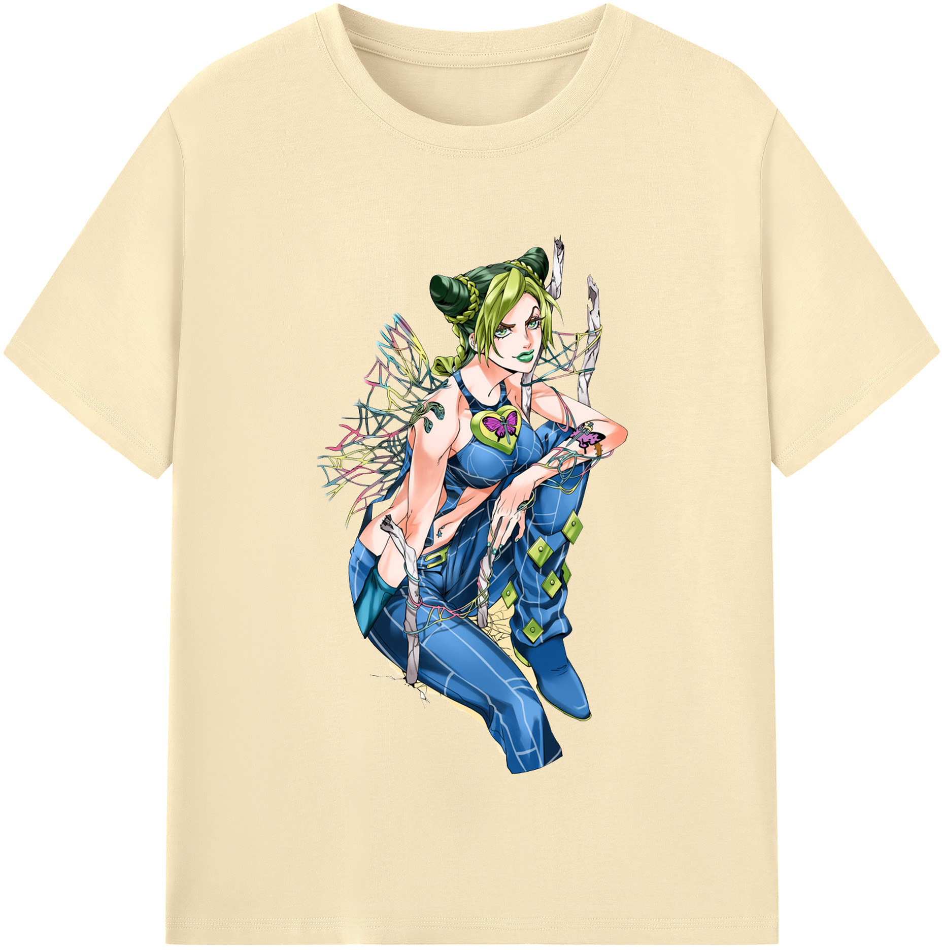 （画像用） "ジョジョの奇妙な冒険 くうじょう ジョリーン JoJo's Bizarre Adventure Jolyne Cujoh " 綿100％半袖Tシャツ（フロントプリント）