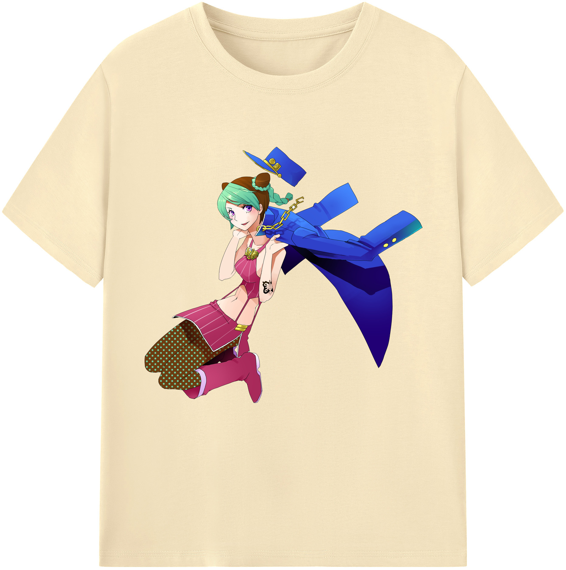 （画像用） "ジョジョの奇妙な冒険 くうじょう ジョリーン JoJo's Bizarre Adventure Jolyne Cujoh " 綿100％半袖Tシャツ（フロントプリント）
