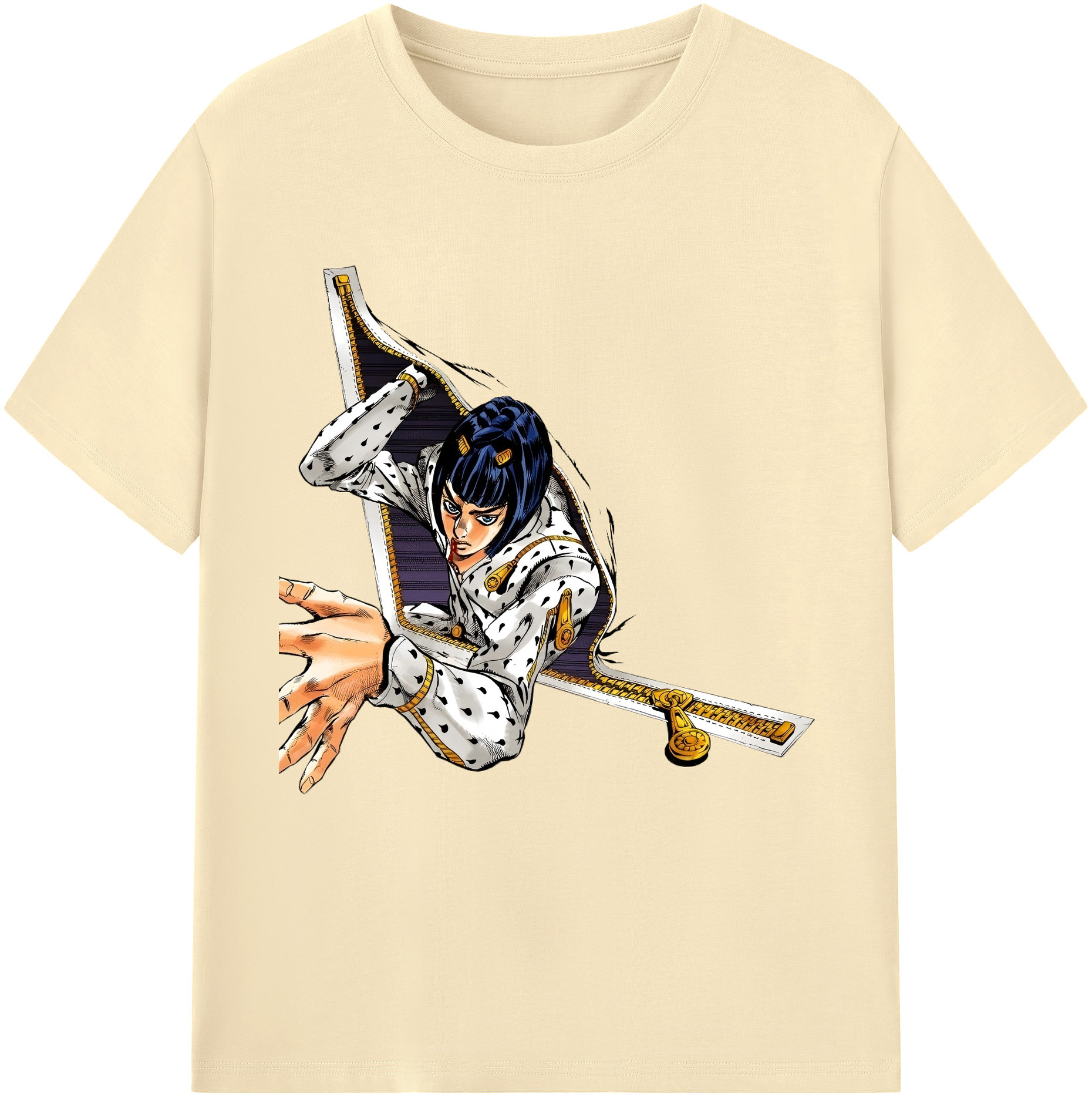 （画像用） ジョジョの奇妙な冒険 ブローノ?ブチャラティ JoJo's Bizarre Adventure Bruno Bucciarati 綿100％半袖Tシャツ（フロントプリント）