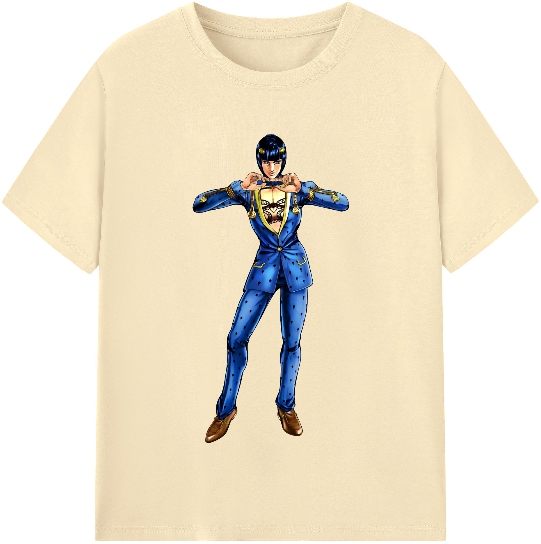 （画像用） ジョジョの奇妙な冒険 ブローノ?ブチャラティ JoJo's Bizarre Adventure Bruno Bucciarati 綿100％半袖Tシャツ（フロントプリント）